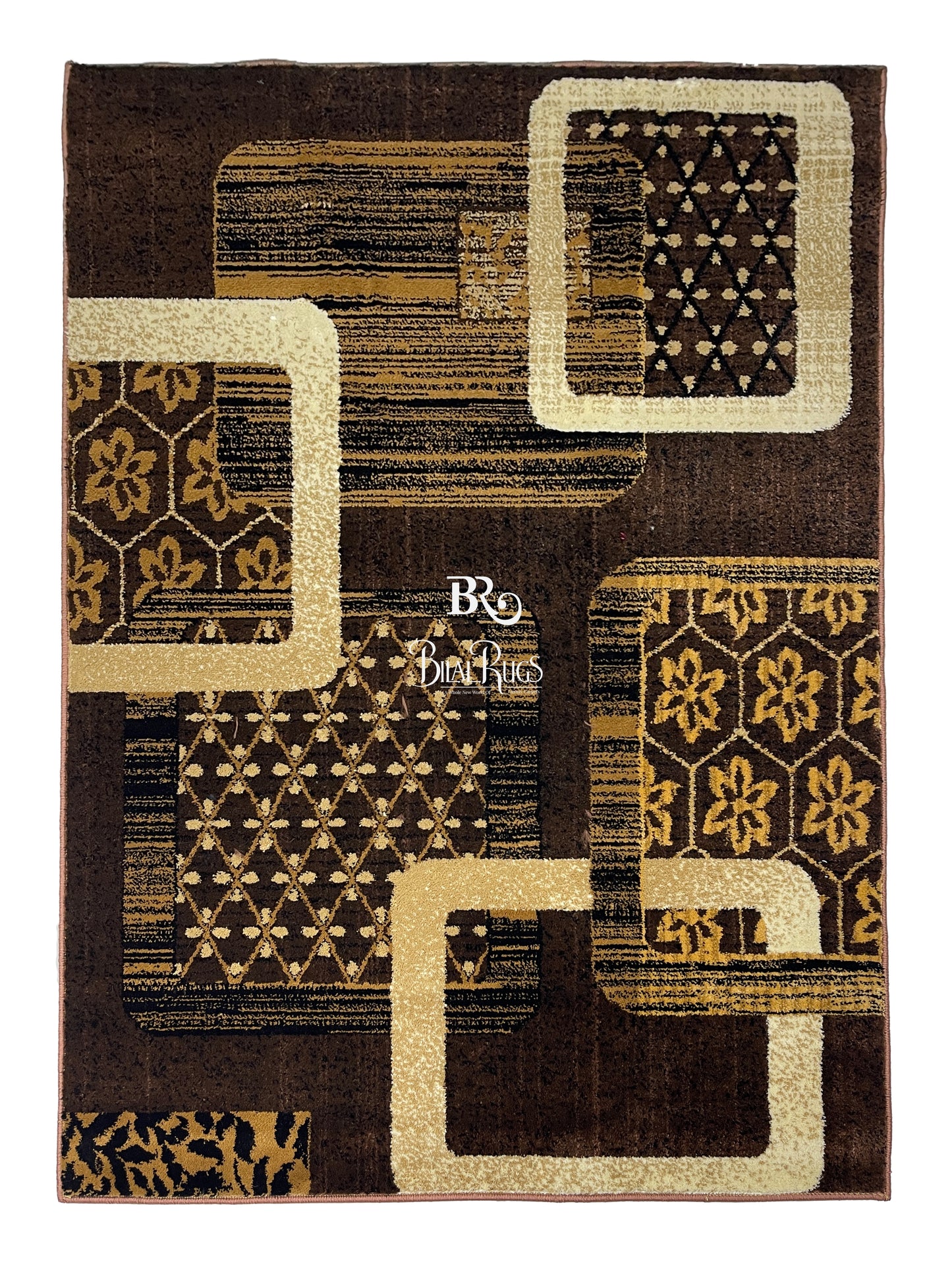 Modern  Polypropylene Rug,back woven(Article-611-Brown)