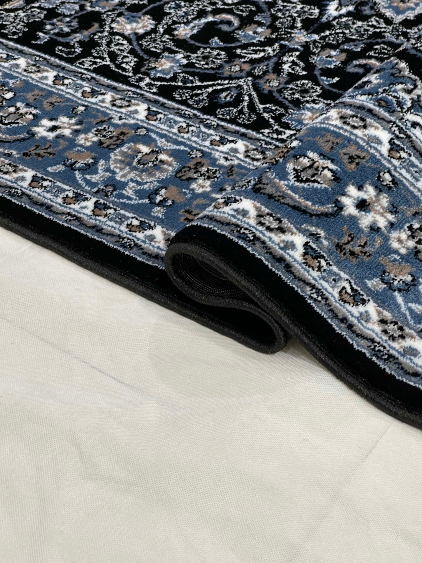 Persian Polypropylene Rug,back woven(Article-25-Black, Blue )
Size : 5ft width  x 7.3ft length (150cm x 220cm)