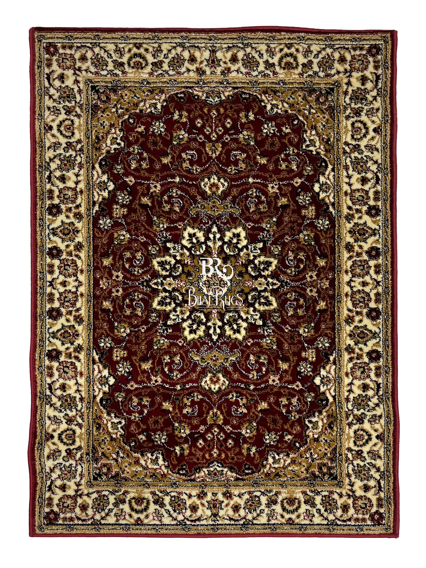 Persian Polypropylene Rug,Woven Back (Article-19-Red) Size : 3 ft width x 5 ft length (100cm x 150 cm)