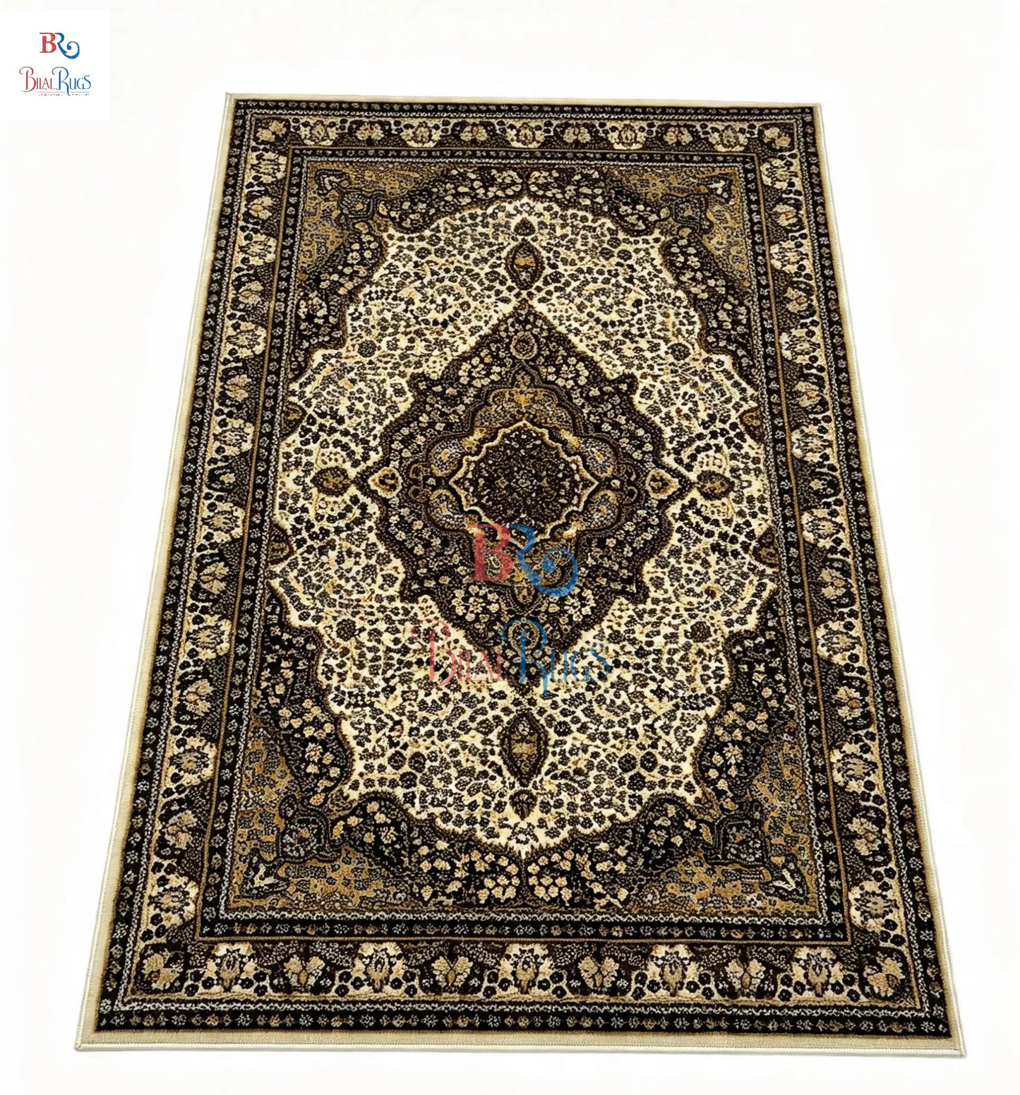 Persian polypropylene Rug,back woven(Article-25-Off White)
Size : 5ft width  x 7.3ft length (150cm x 220cm)