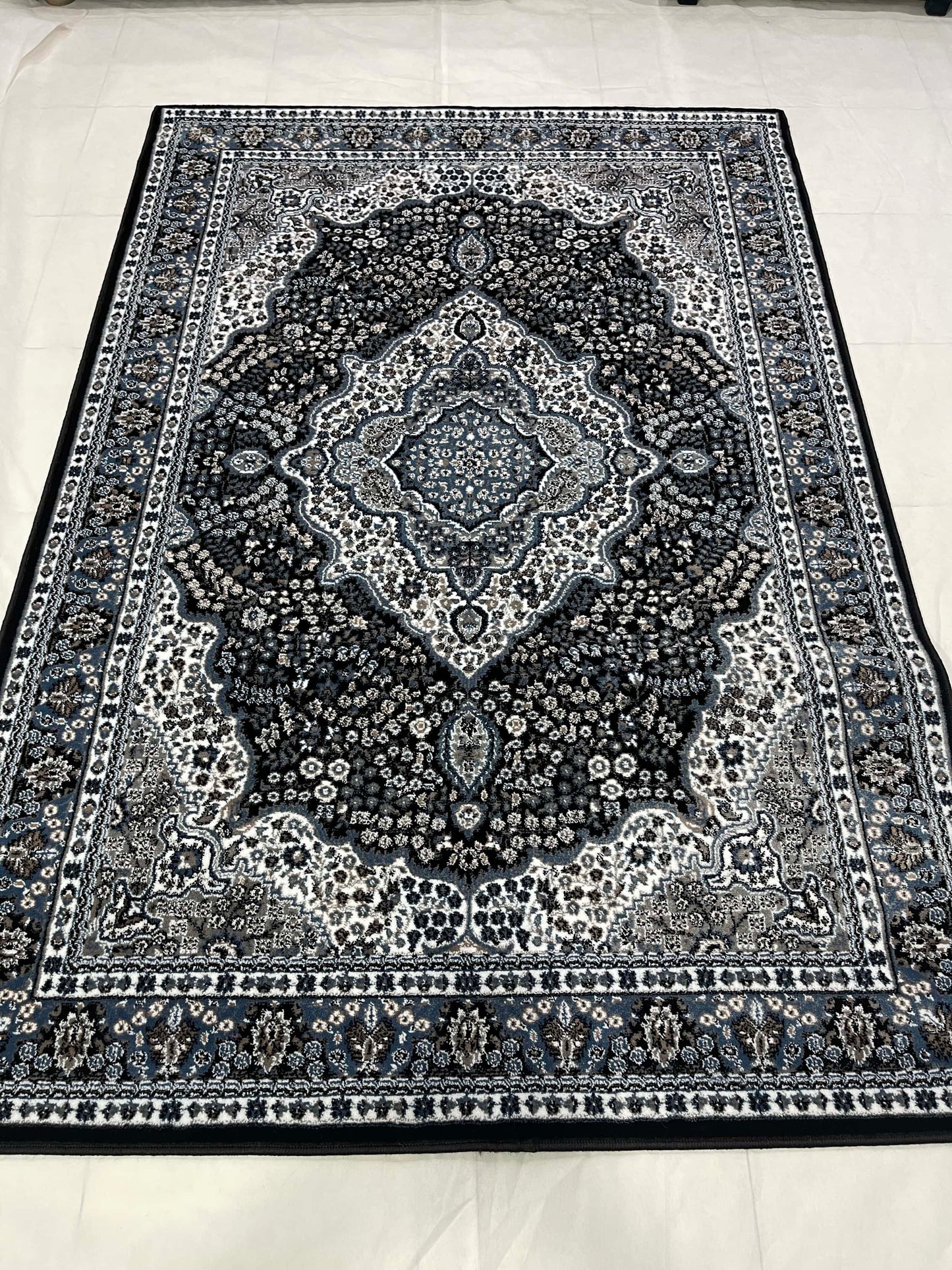 Persian polypropylene Rug,back woven(Article-28-Black , Blue)
Size : 5ft width  x 7.3ft length (150cm x 220cm)