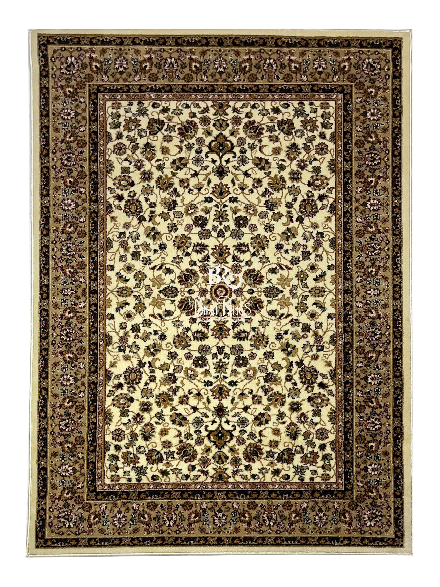 Persian Polypropylene Rug,back woven(Article-140-Off white) Size : 5ft width  x 7.3ft length (150cm x 220cm)