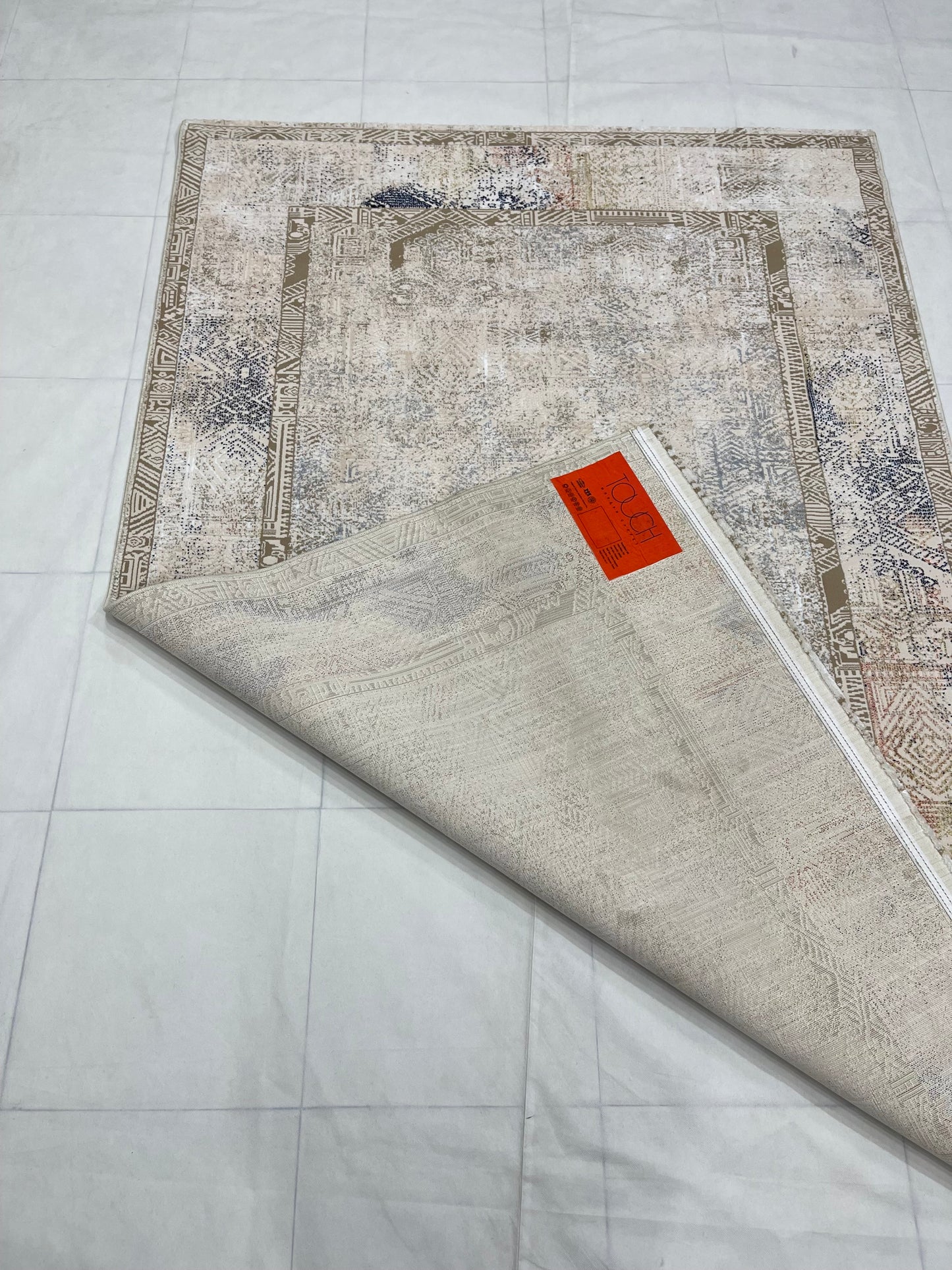 Irani Vintage Woven Rug.  Article -2075-Off white , Multi Size: 5 ft width x 7.3 ft length (150cm x 220cm)