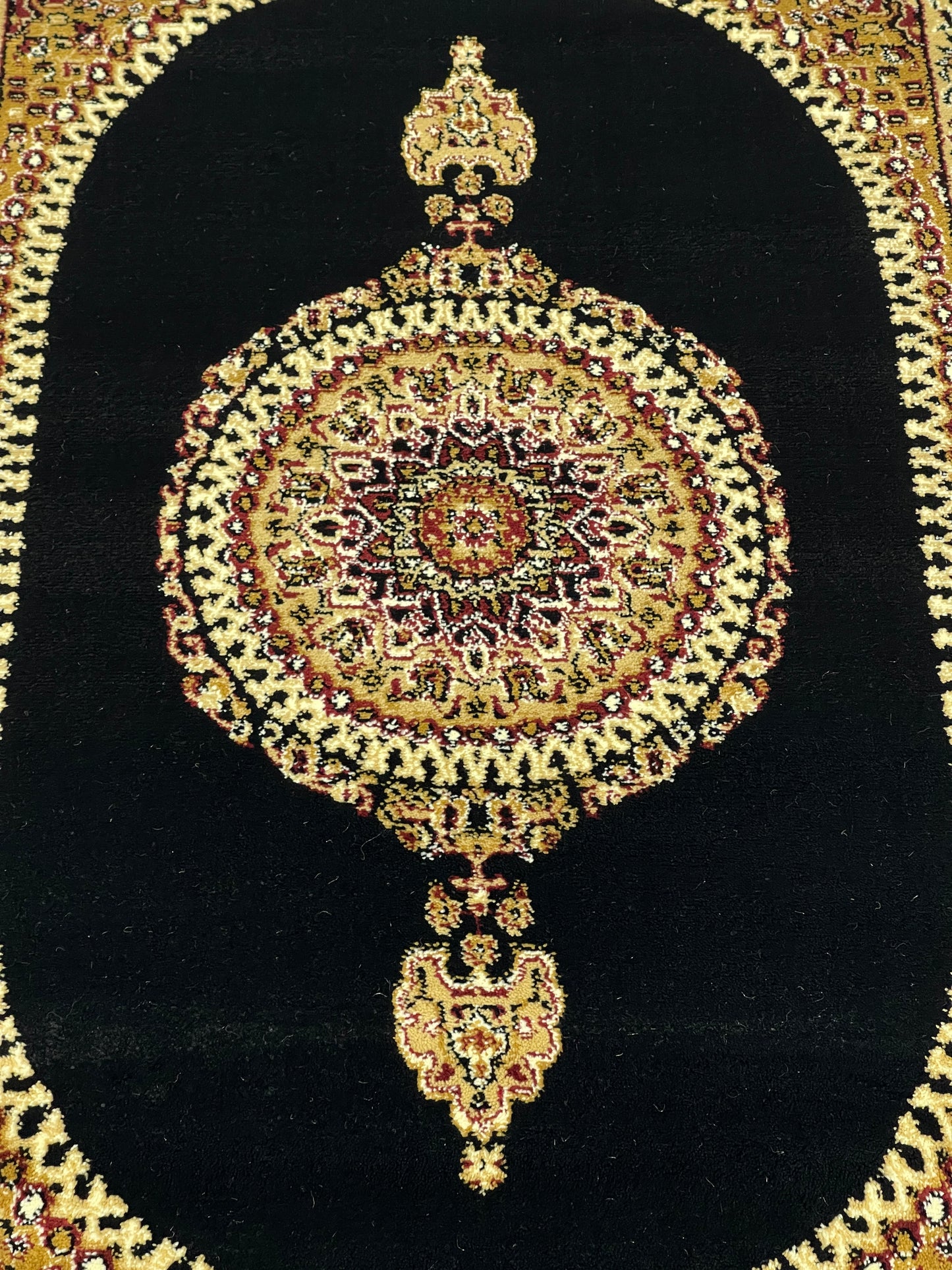 Persian Polypropylene Rug,Woven Back (Article-22-Black) Size : 3 ft width x 5 ft length (100cm x 150 cm)