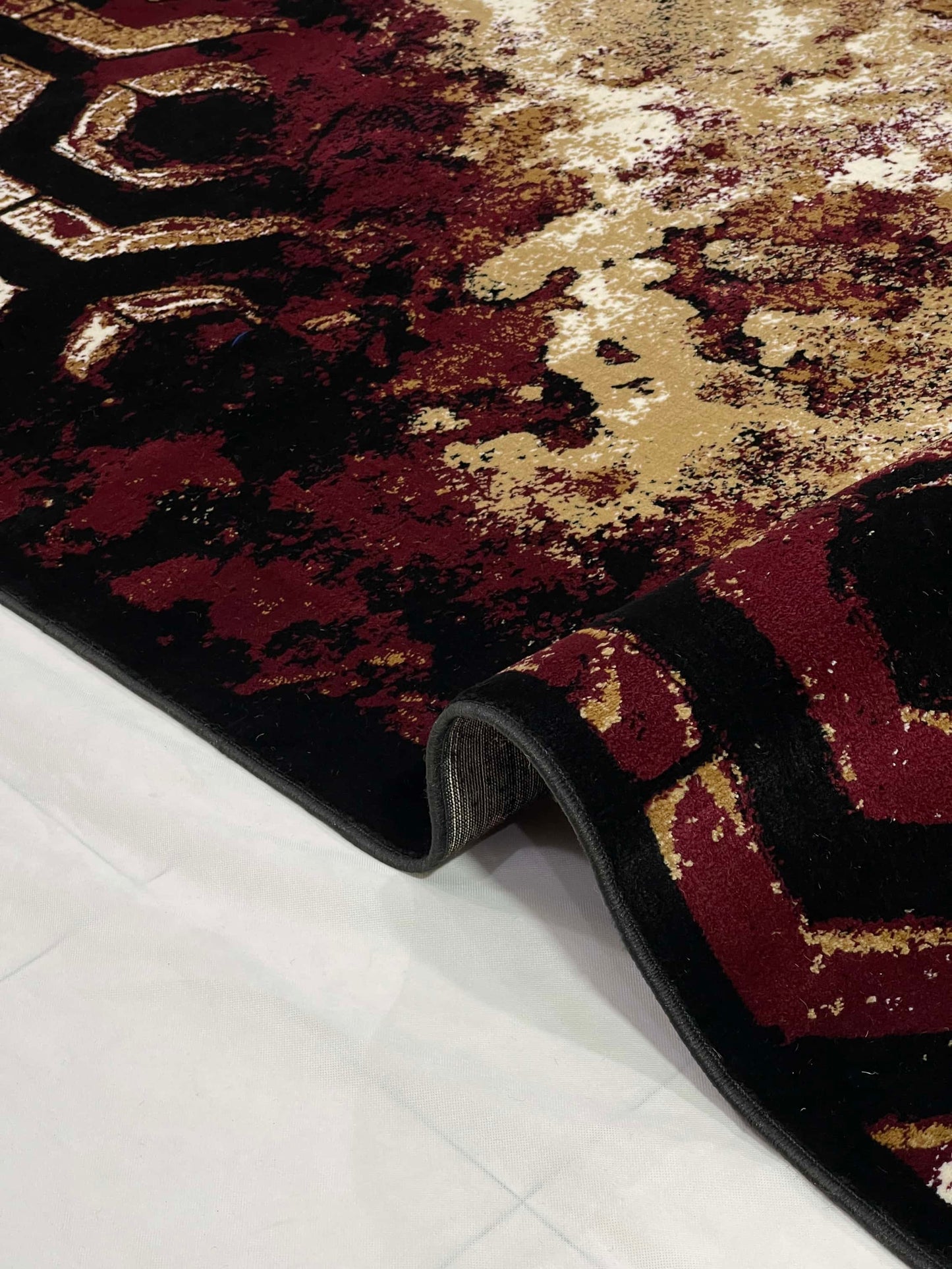 Modern  Polypropylene Rug,Back Woven(Article-6871-Black, Red, Beige )
Size : 6.6 ft width x 9.6 ft length (200cm x 290cm)