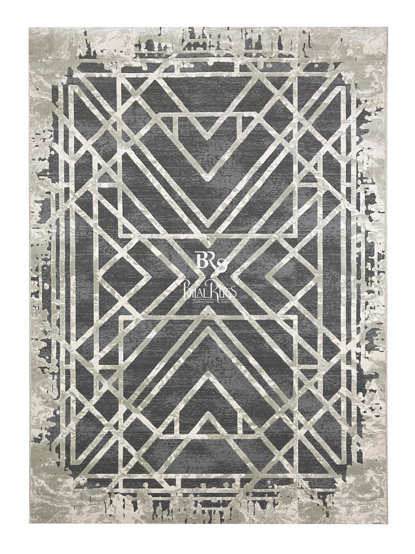 Irani Vintage Woven Rug.  Article -2080-Off White,Grey Size: 6.6 ft width x 9.6 ft length (200cm x 290cm)