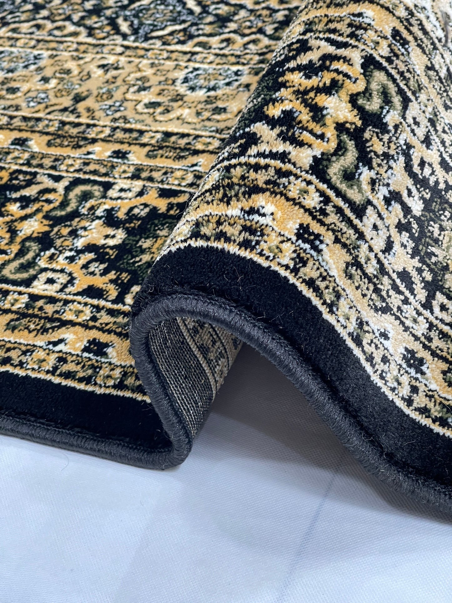 Persian polypropylene Rug,back woven(Article-99-Black) Size : 6.6 ft width x 9.6 ft length (200cm x 290cm)