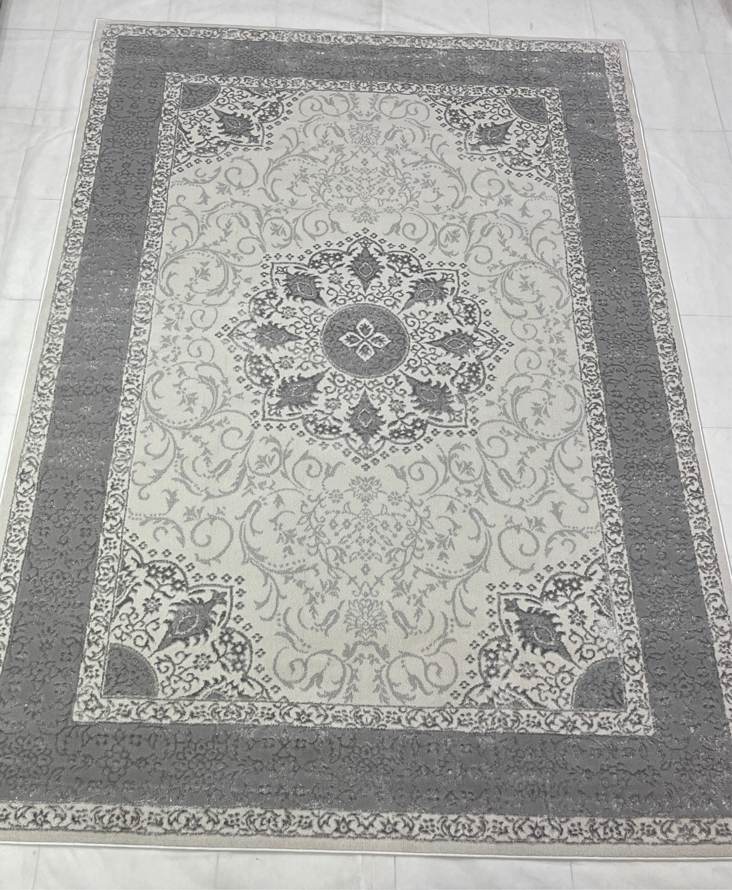 Turkish Polyester Silk.(Article-1601-Off white ) Size : 6.6 ft width x 9.6 ft length ( 200 cm x 290 cm)