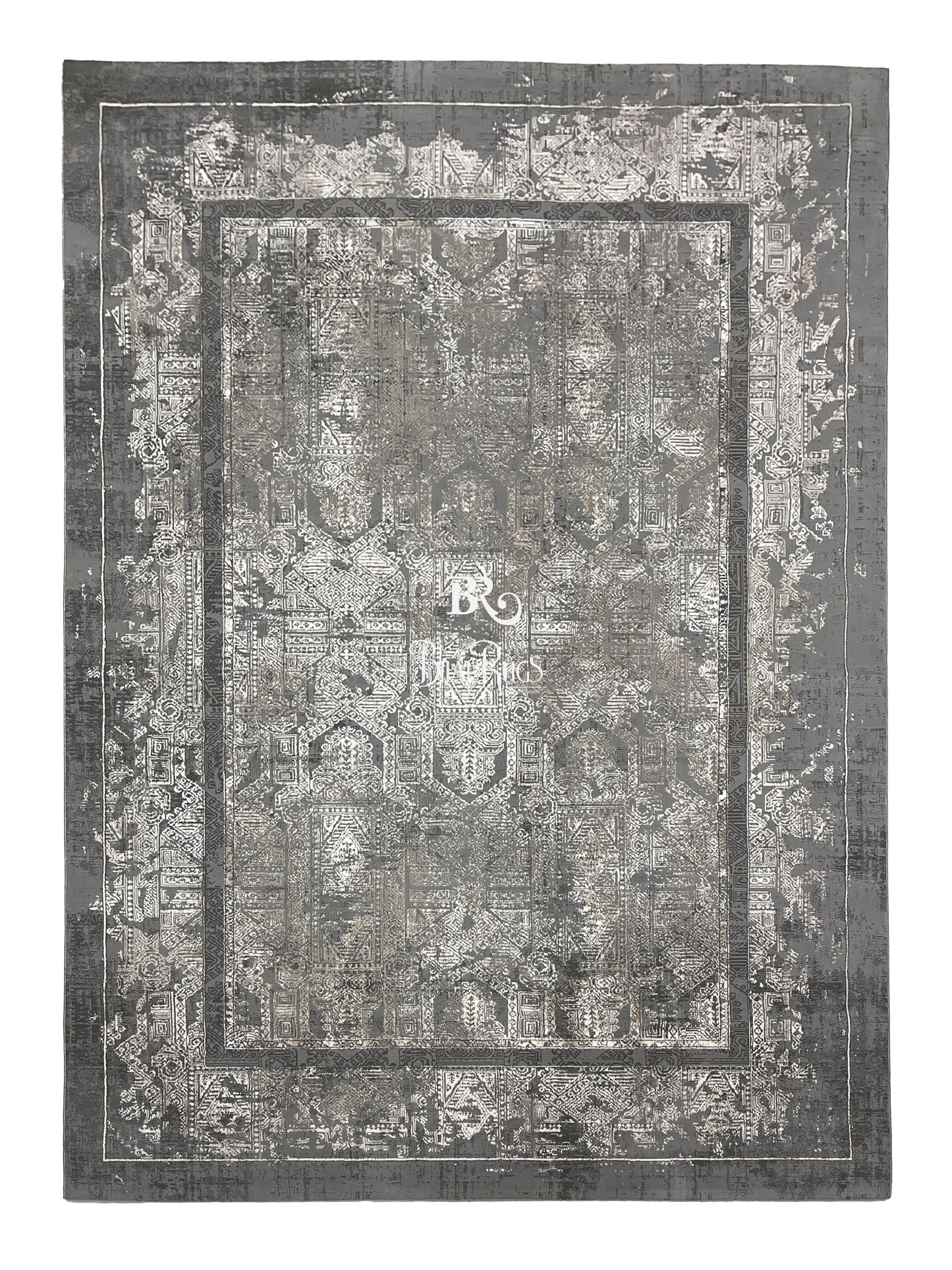 Irani Vintage Woven Rug.  Article -2085-Grey Size: 6.6 ft width x 9.6 ft length (200cm x 290cm)