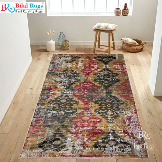 Modern Turkish Silk , Woven Back (Article-1302-Beige ,Multi)       Size : 5 ft width x 7.3 ft length