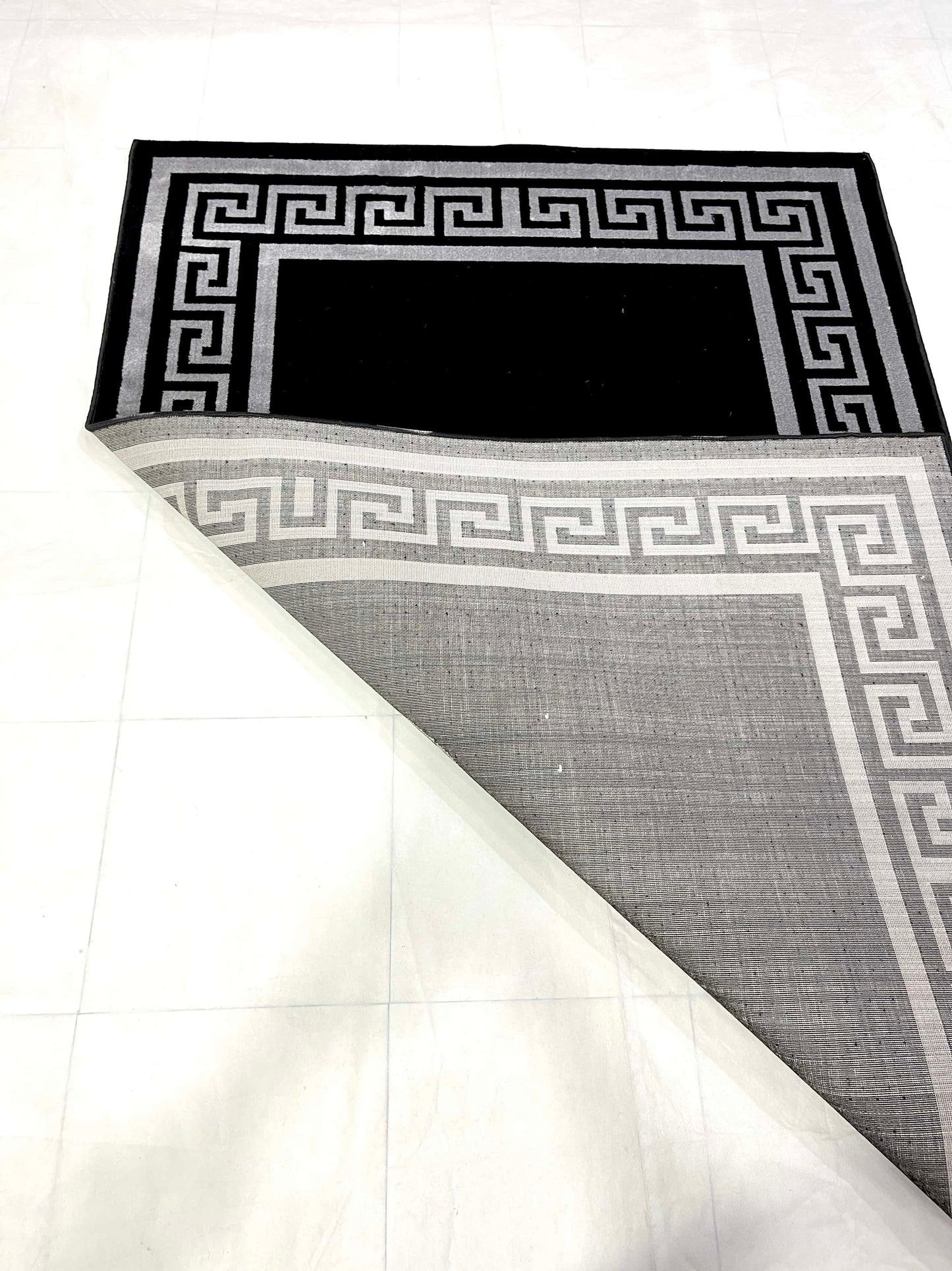 Versace polypropylene Rug,back woven(Article-873-Black,)