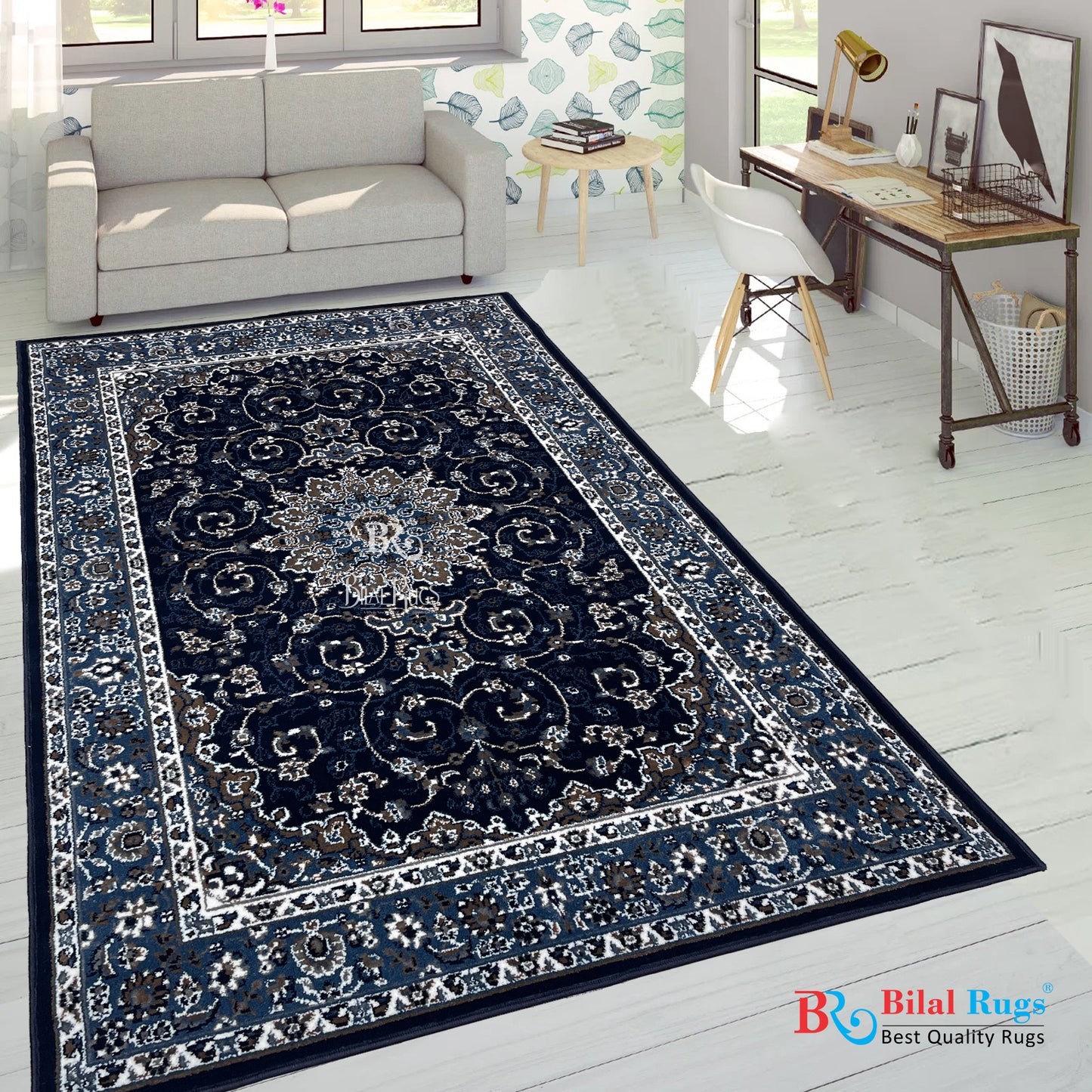 Persian Polypropylene Rug,back woven(Article-19-Blue)
Size : 5ft width  x 7.3ft length (150cm x 220cm)