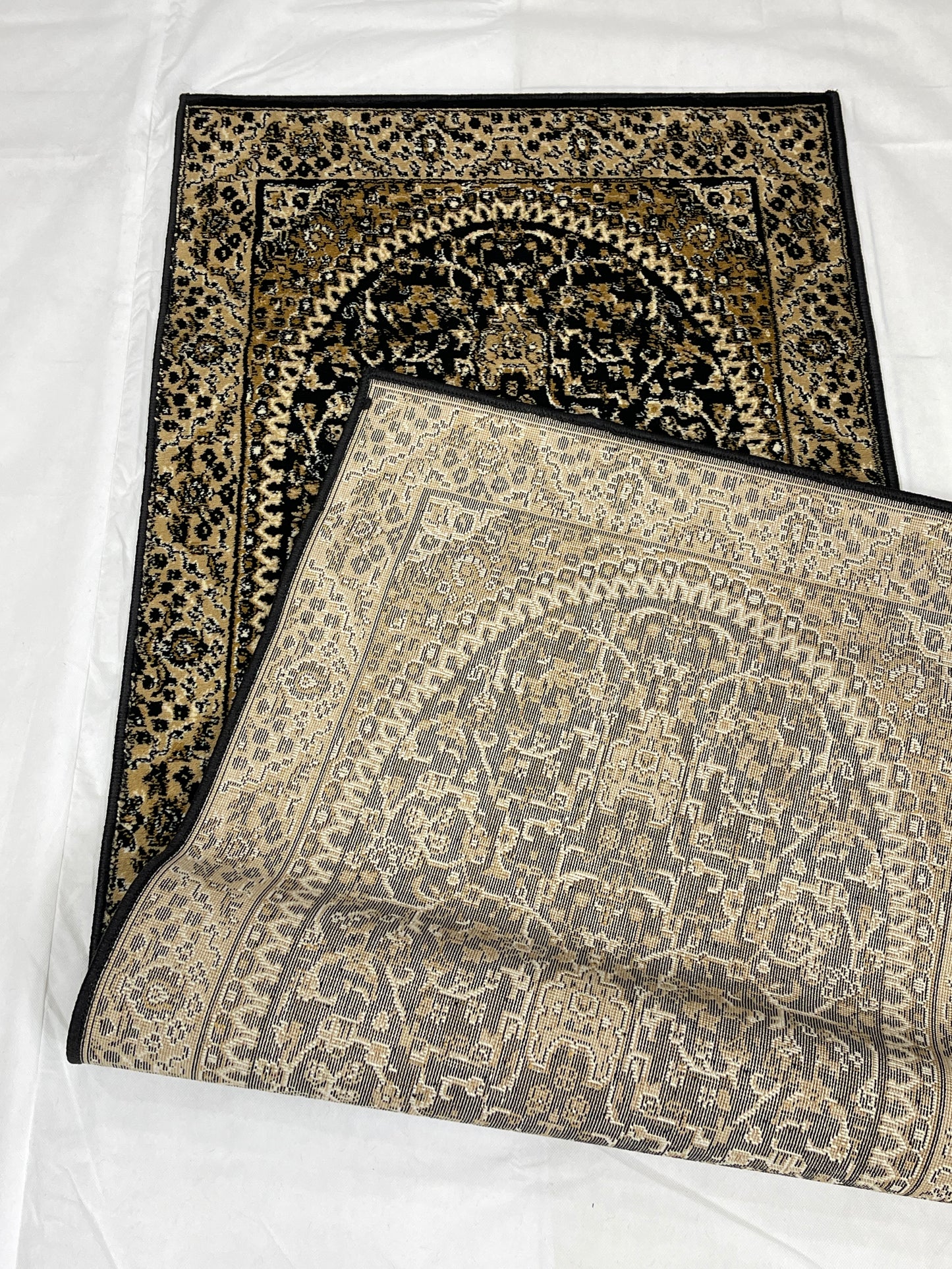 Black Persian Polypropylene Woven Rug.  Size : 2.6 ft width x 6.6 ft length  (80 cm x 200cm)