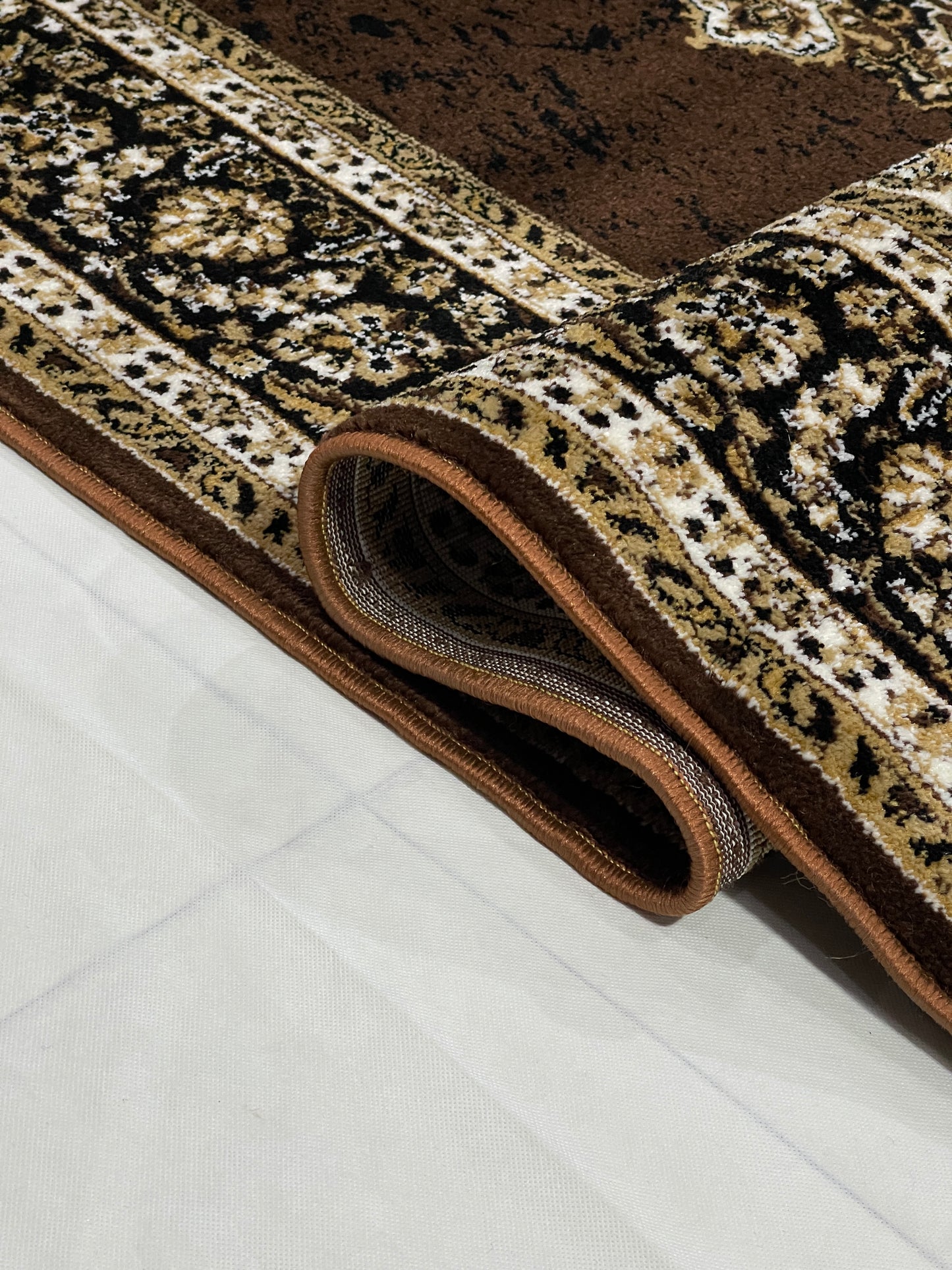 Persian polypropylene Rug,back woven(Article-45-Brown )
