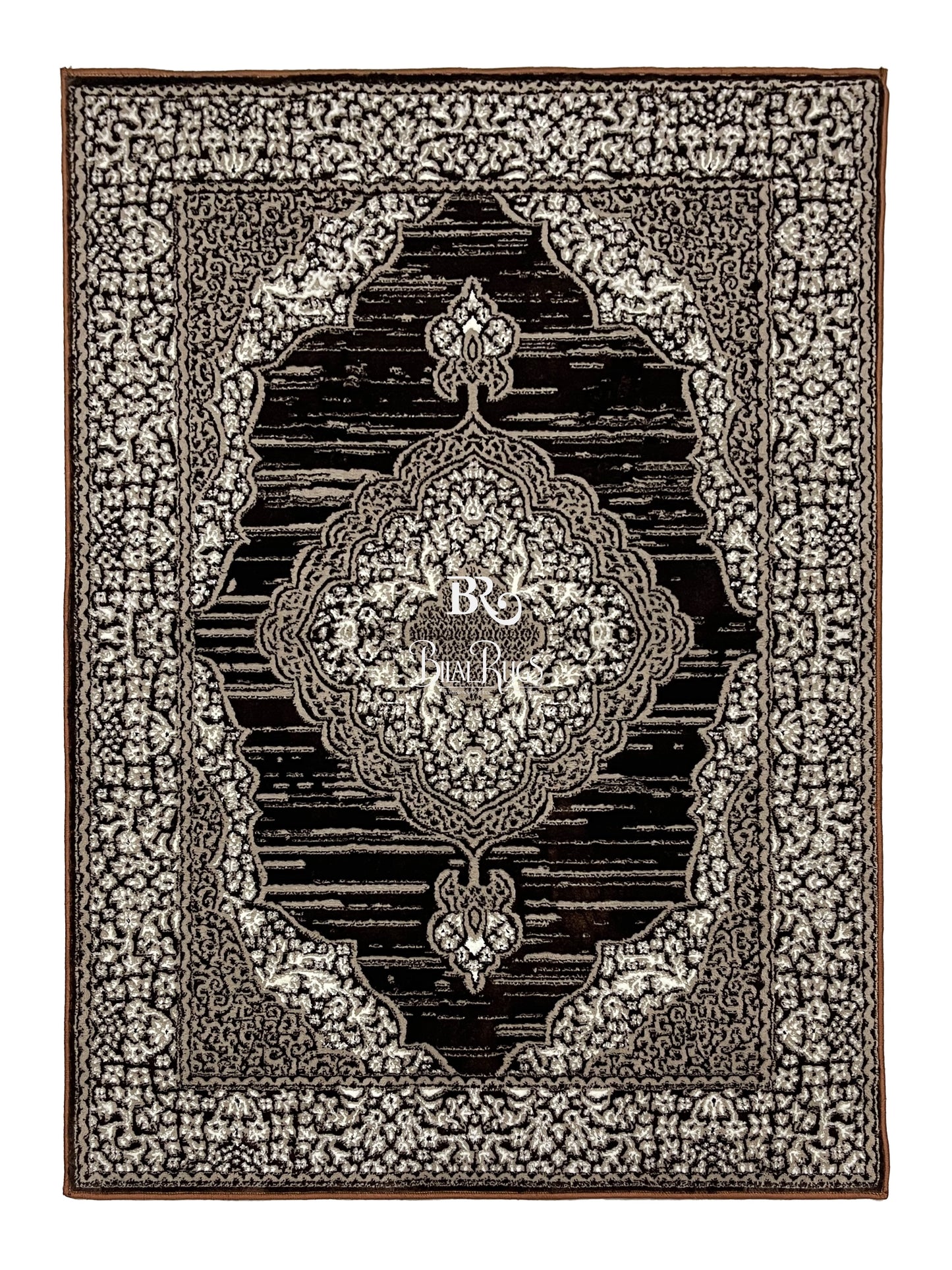 Polyester Silk Woven Rug.(Article-1563-Brown) Size : 4 ft width x 5.6 ft length
