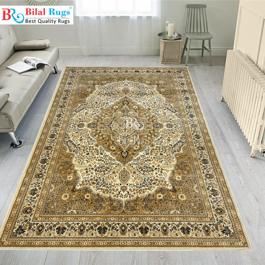 Persian polypropylene Rug,back woven(Article-25-Off white)
Size : 6.6 ft width x 9.6 ft length (200cm x 290cm)