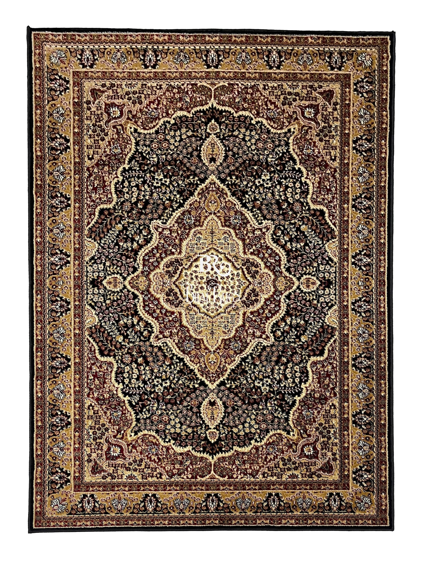 Persian Polypropylene Rug,Woven Back (Article-25-Black,Red)
