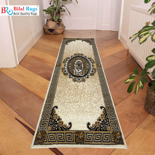 Off white Versace Polypropylene Woven Rug.  Size : 2.6 ft width x 6.6 ft length  (80 cm x 200cm)