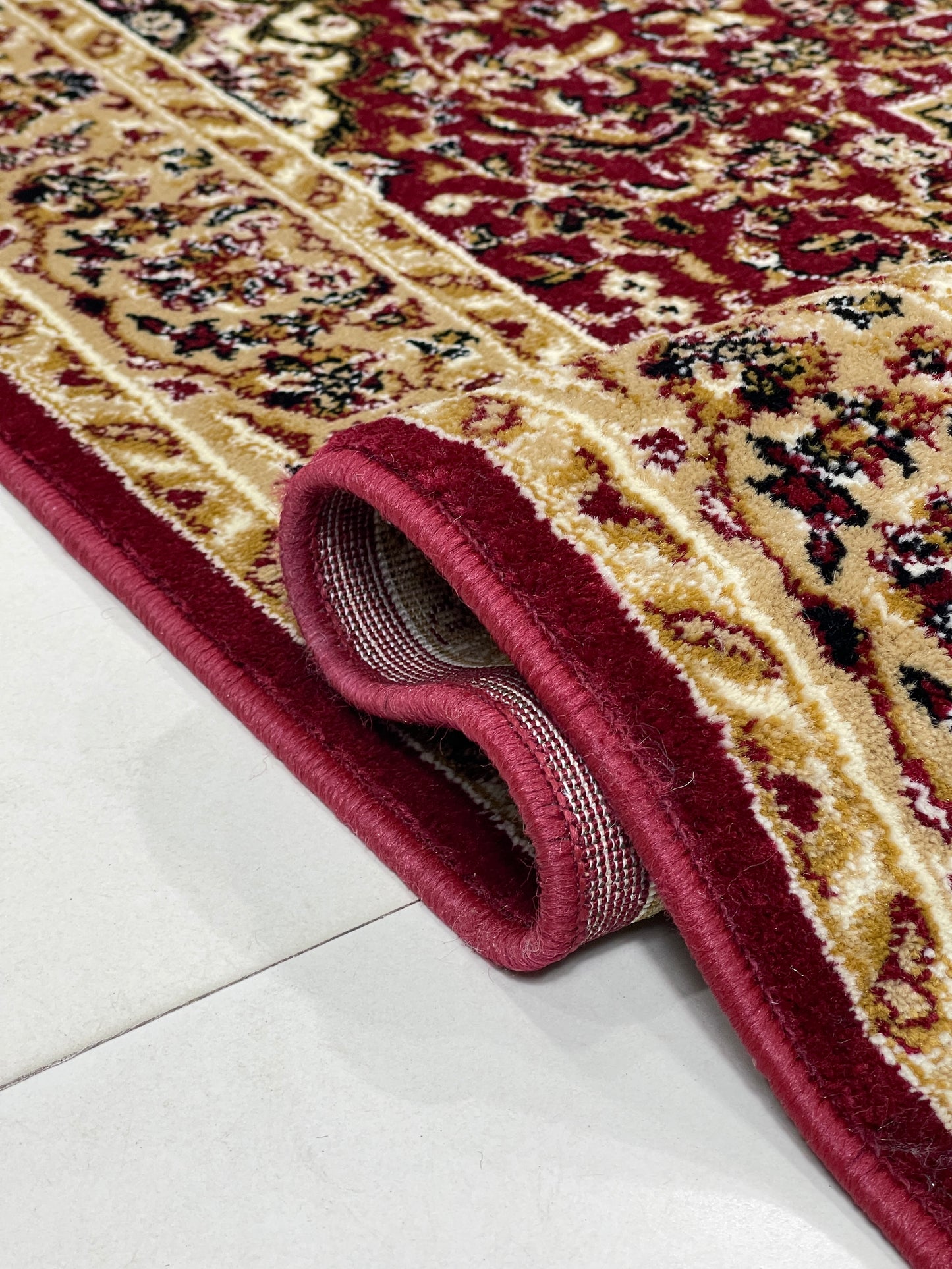 Persian Polypropylene Rug,Woven Back
(Article-20-Red)
Size : 4 ft width x 5.6 ft length (120 cm x 170 cm)
