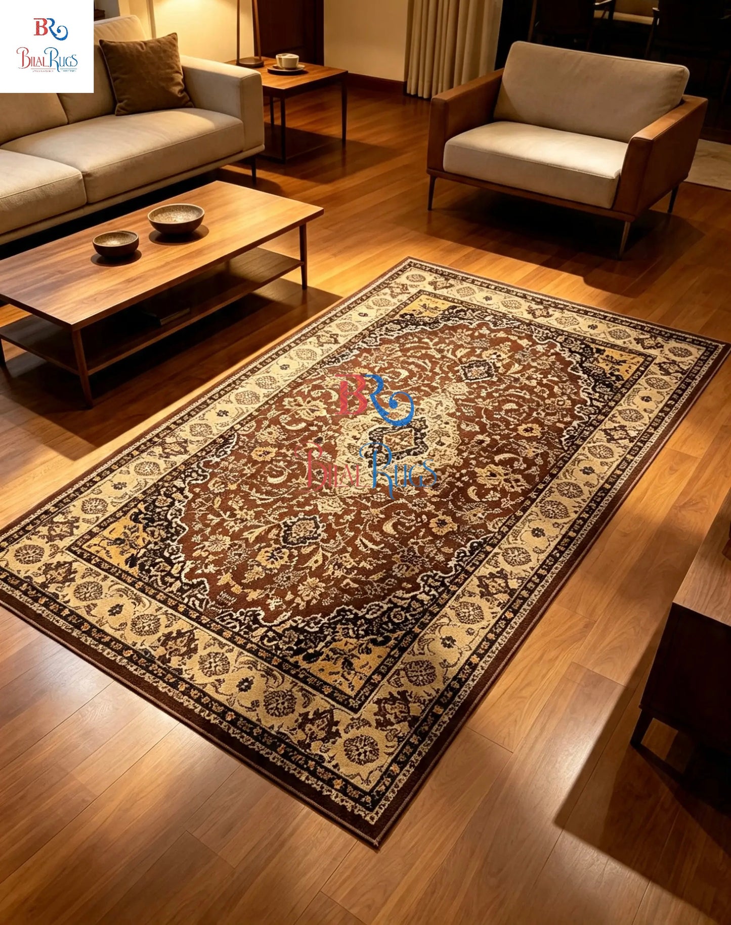 Persian polypropylene Rug,back woven(Article-01-Brown )