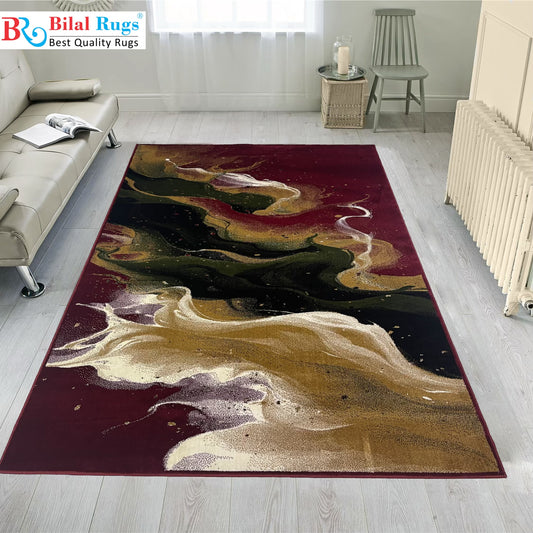 Modern  polypropylene Rug,back woven(Article-1179-Red)
Size : 6.6 ft width x 9.6 ft length (200cm x 290cm)