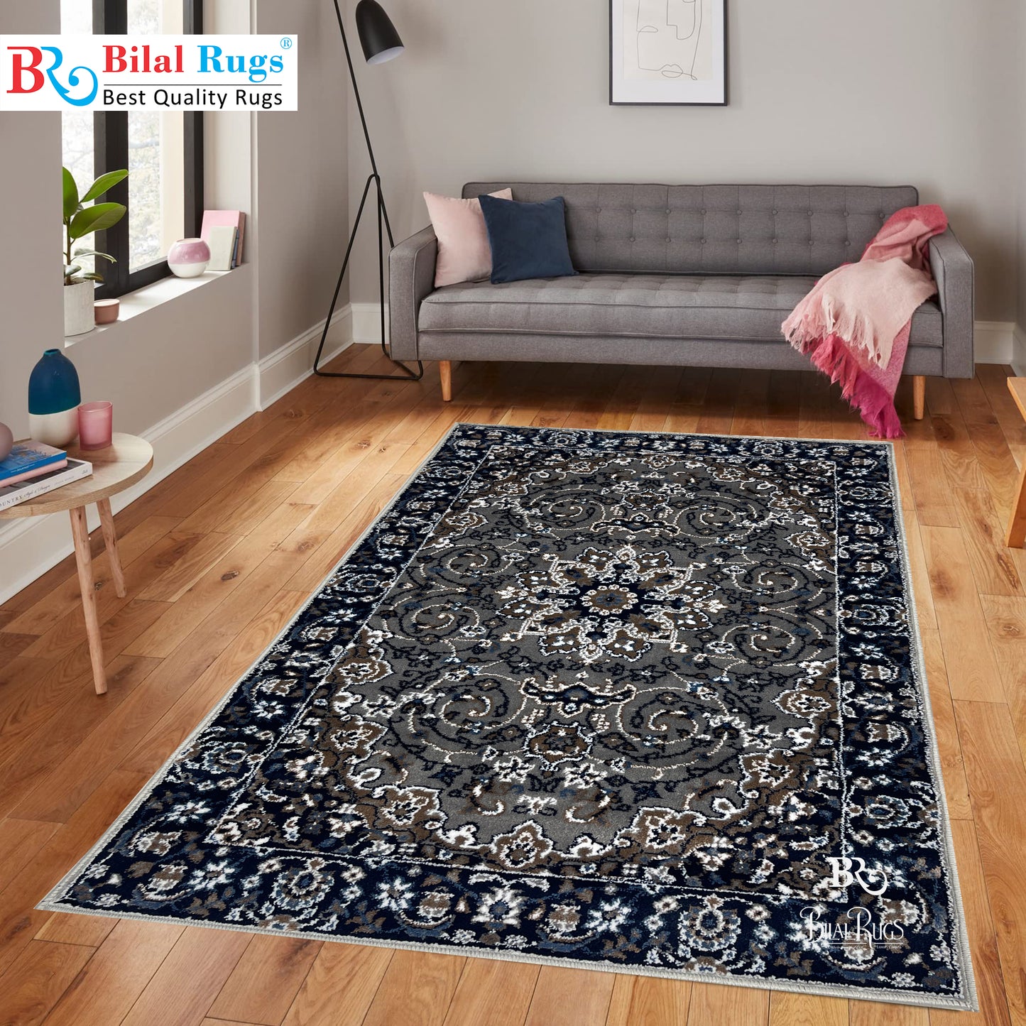 Persian Polypropylene Rug,Woven Back
(Article-19-Grey)
Size : 3 ft width x 5 ft length (100cm x 150 cm)