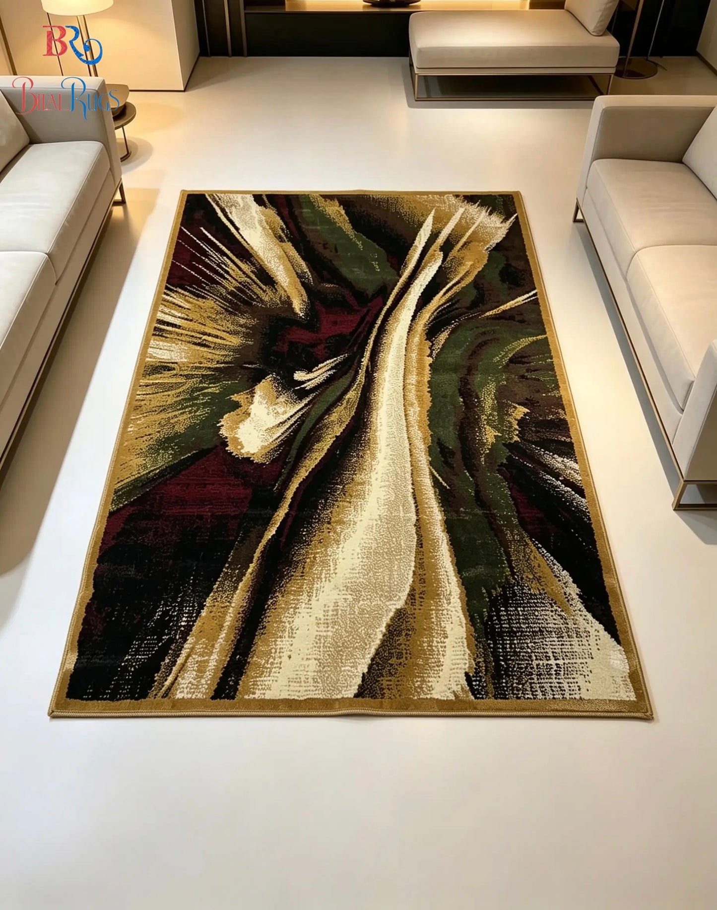 Modern polypropylene Rug,back woven
(Article-123-Gold)
Size : 4 ft width x 5.6 ft length (120 cm x 170 cm)