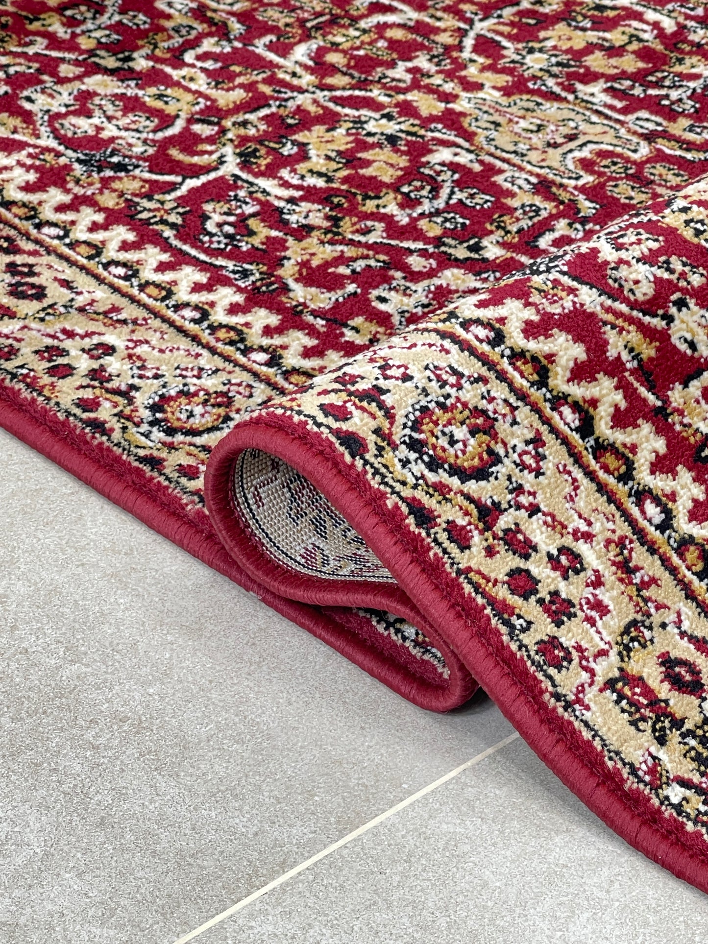 Red Persian Polypropylene Woven Rug.
 Size : 2.6 ft width x 6.6 ft length
 (80 cm x 200cm)