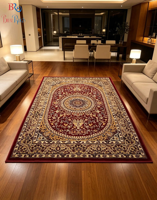 Persian polypropylene Rug,back woven(Article-22-Red)