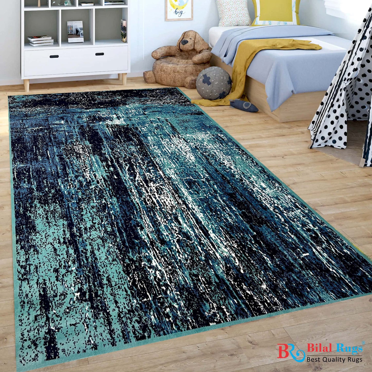 Modern  polypropylene Rug,back woven(Article-1179-Feroze)
Size : 6.6 ft width x 9.6 ft length (200cm x 290cm)