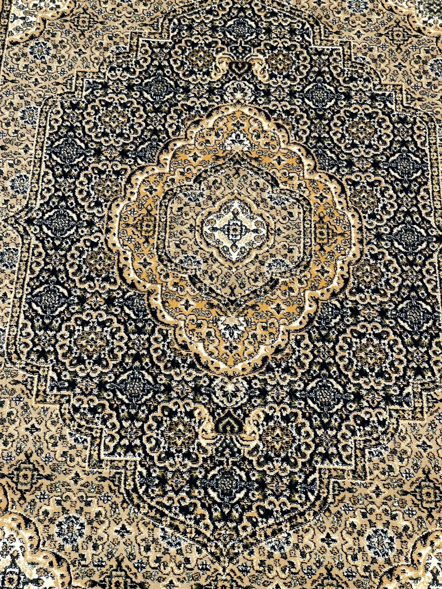 Persian polypropylene Rug,back woven(Article-99-Black) Size : 6.6 ft width x 9.6 ft length (200cm x 290cm)