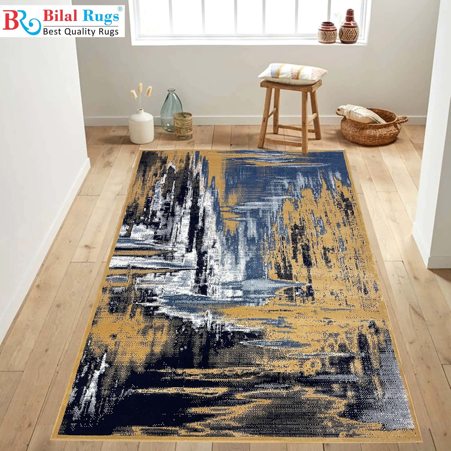 Modern  polypropylene Rug,back woven(Article-1179-beige,Multi)
Size : 6.6 ft width x 9.6 ft length (200cm x 290cm)