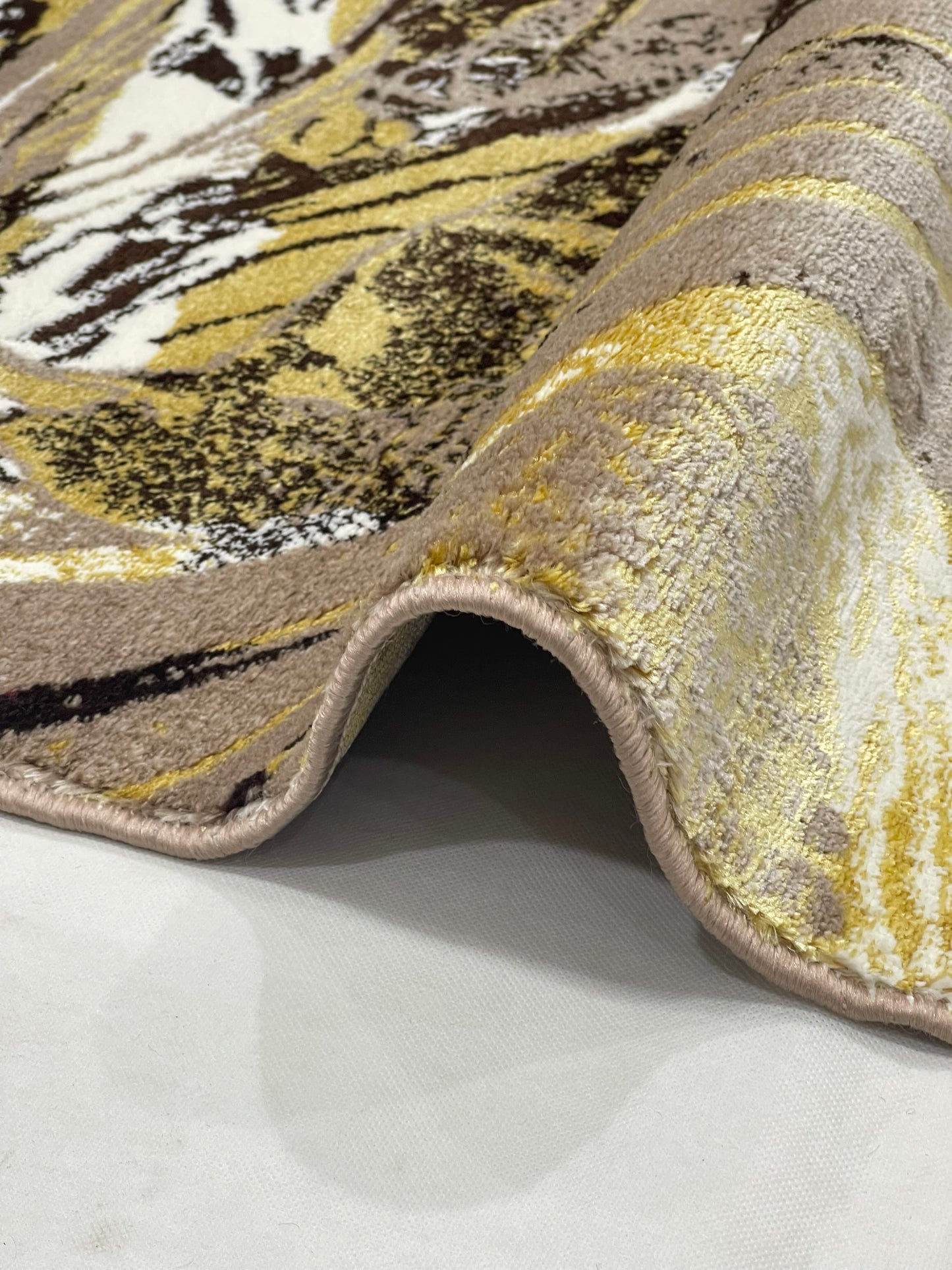 Polyester Silk Woven Rug.(Article-1564-Beige) Size : 4 ft width x 5.6 ft length