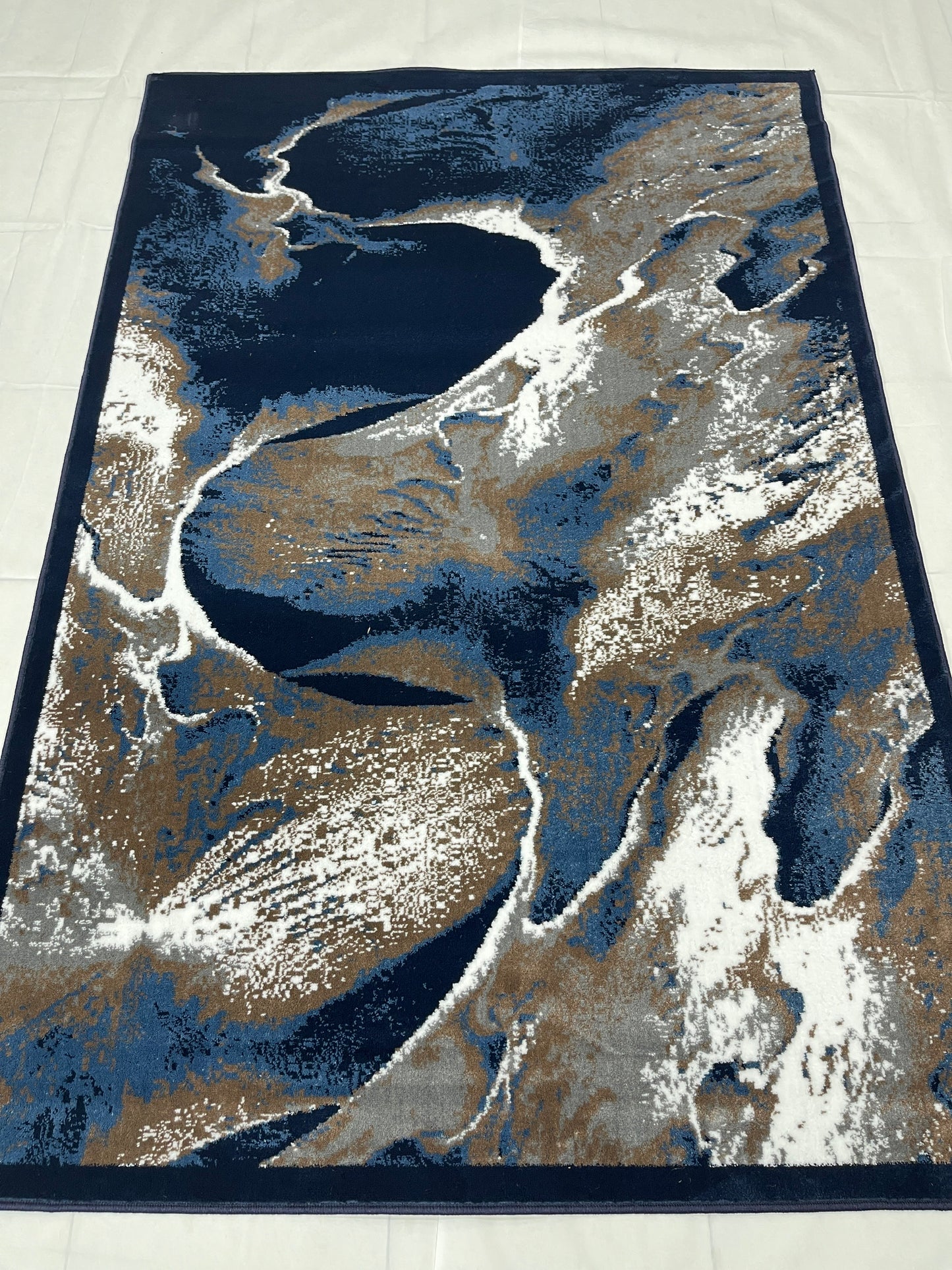 Modern polypropylene Rug,back woven(Article-1221-Dark Blue) Size : 5 ft width x 7.3 ft length ( 150 cm x 220 cm)
