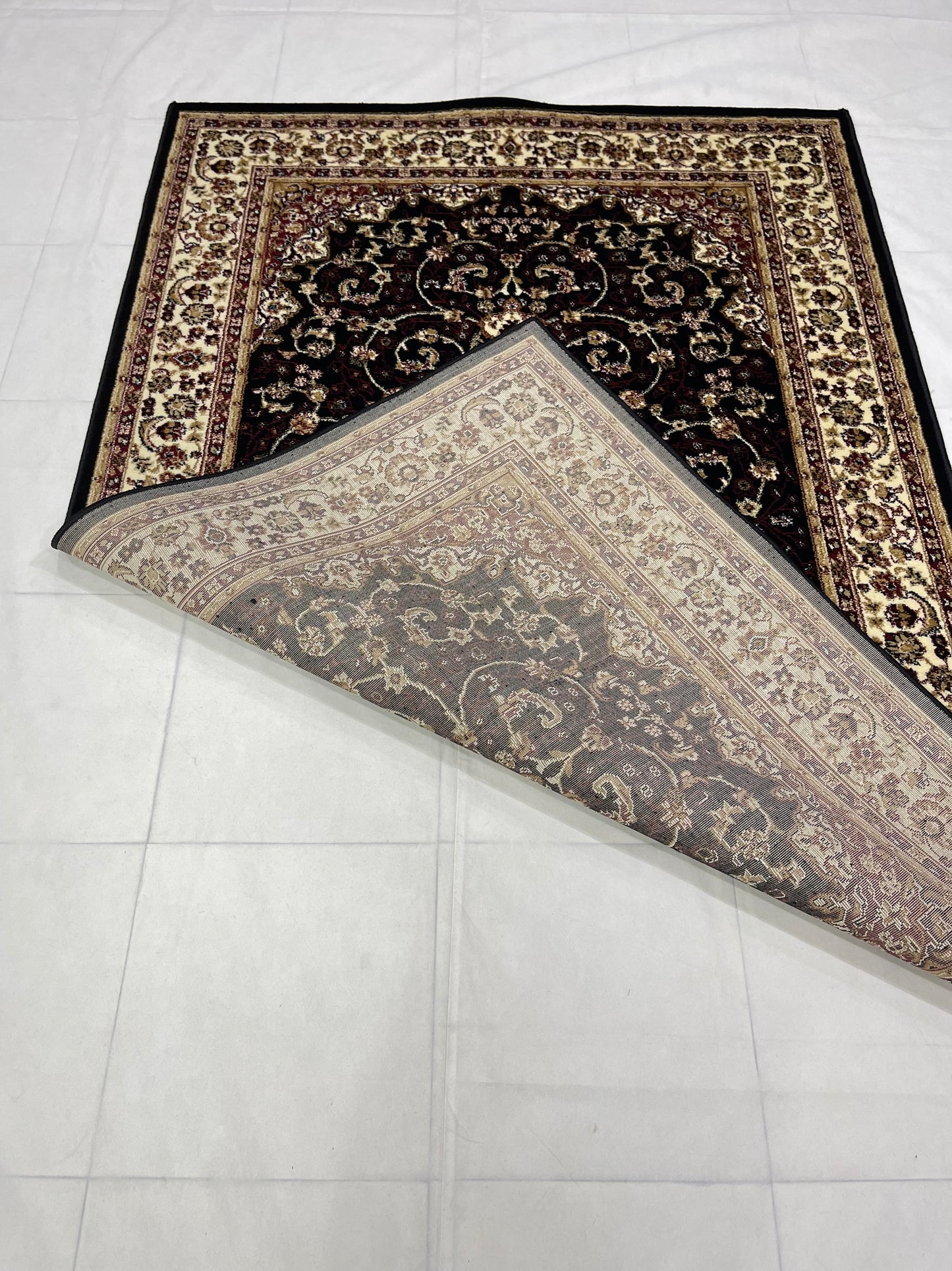 Persian polypropylene Rug,back woven(Article-25-Black)
