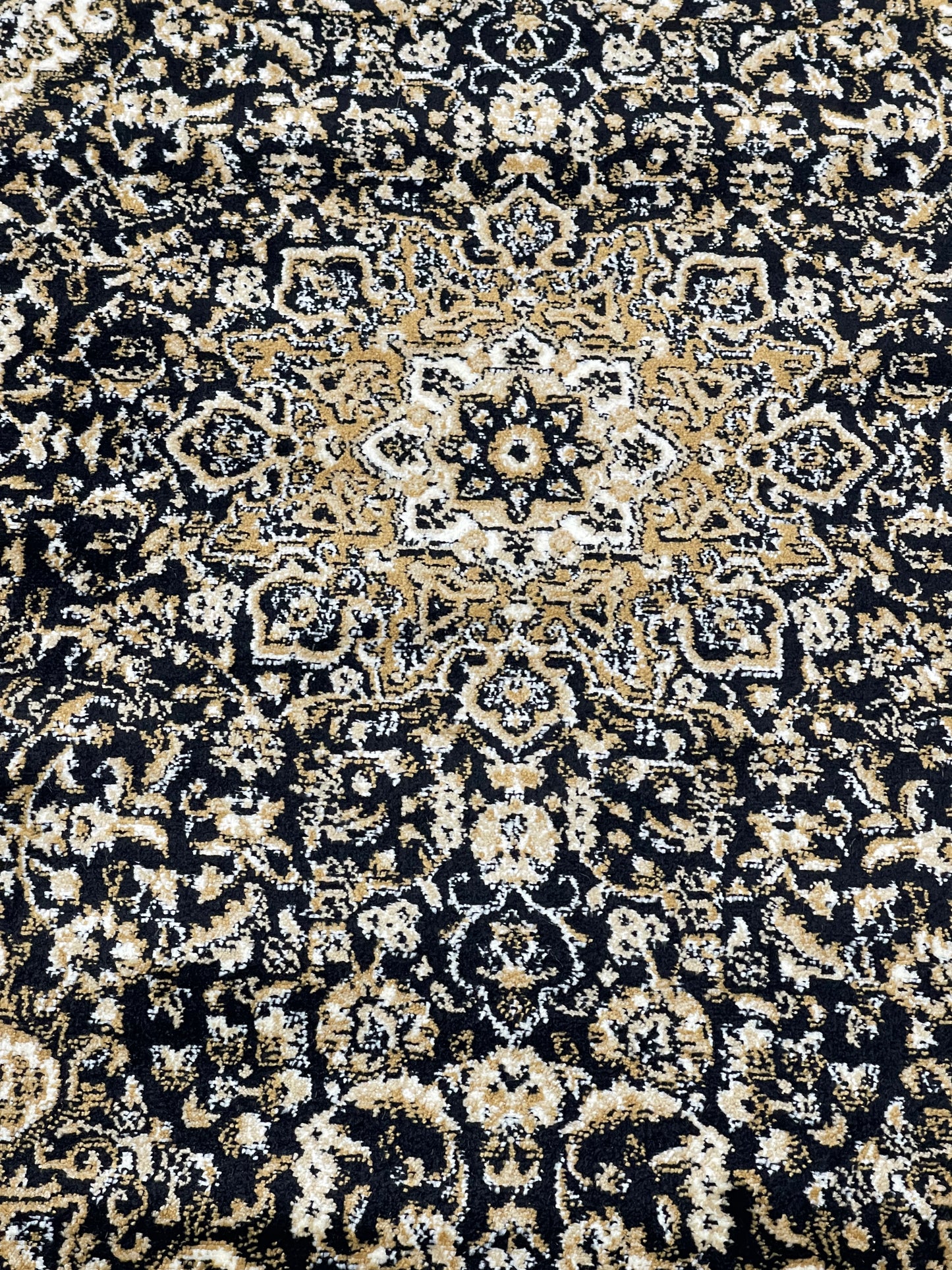 Persian polypropylene Rug,back woven (Article-20-Black) Size : 4 ft width x 5.6 ft length (120 cm x 170 cm)