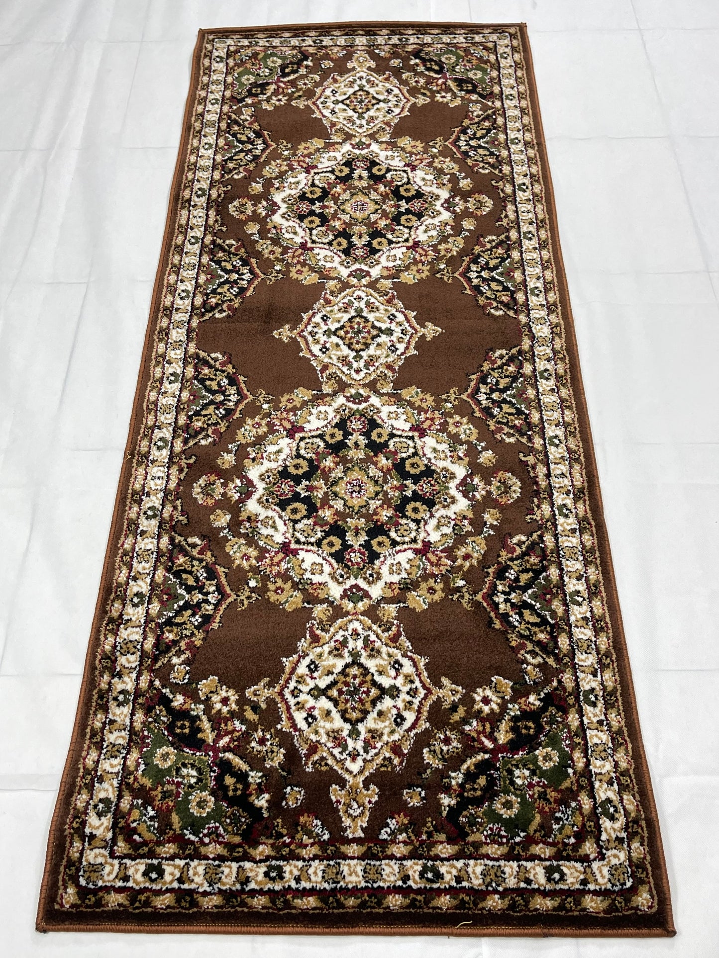 Brown Persian Polypropylene Woven Rug.
 Size : 2.6 ft width x 6.6 ft length
 (80 cm x 200cm)