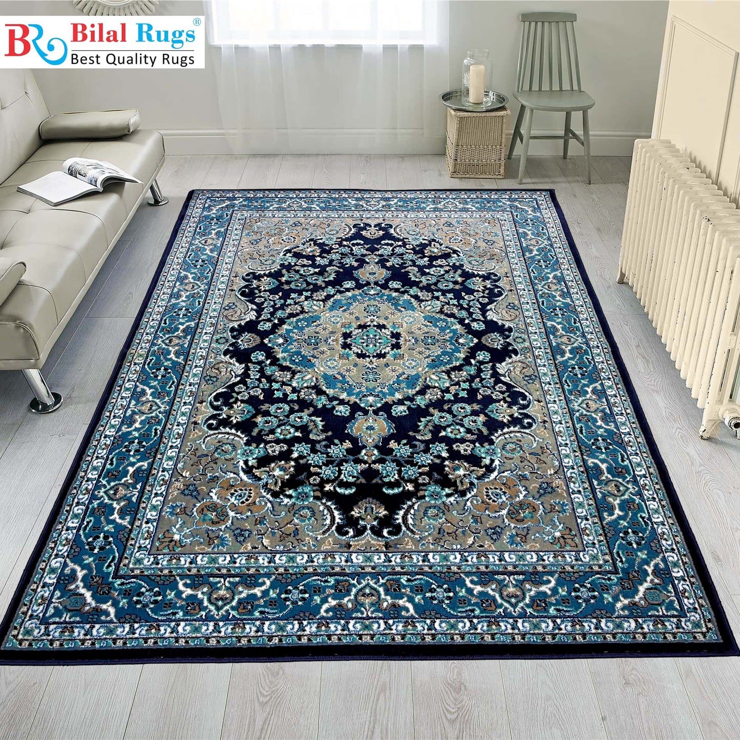 Persian Polypropylene Rug,back woven(Article-873-Blue)