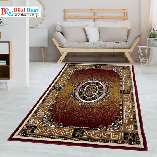 Versace Polypropylene Rug,back woven(Article-75-Red)