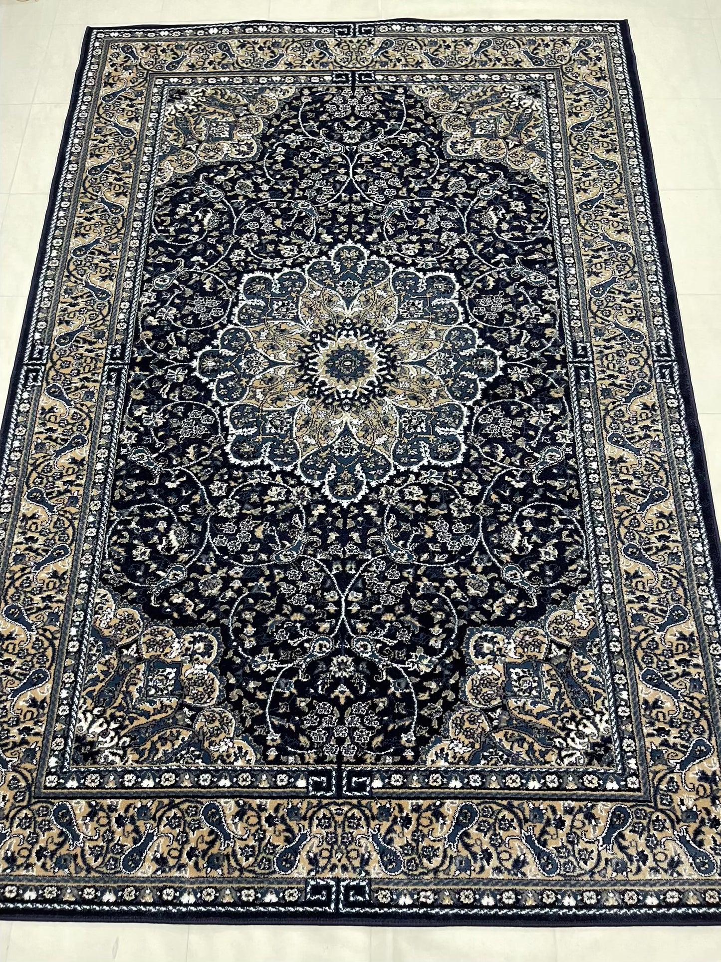Persian polypropylene Rug,back woven(Article-19-Blue)