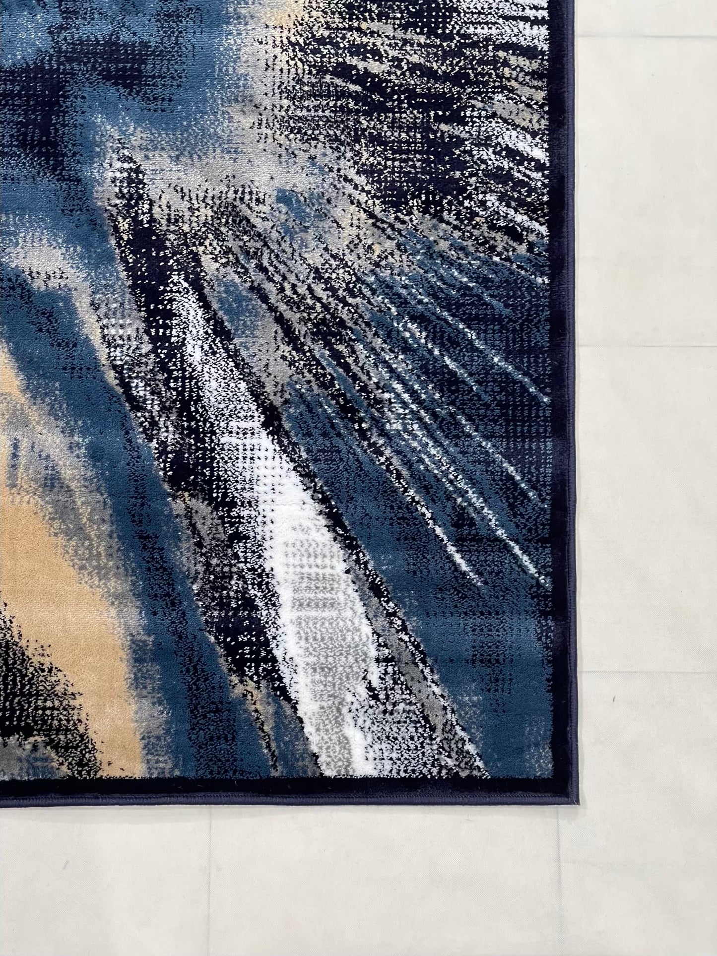 Modern polypropylene Rug,back woven(Article-1777-Blue) Size : 5 ft width x 7.3 ft length ( 150 cm x 220 cm)