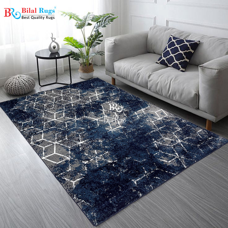 Modern polypropylene Rug,back woven(Article-1212-Blue)