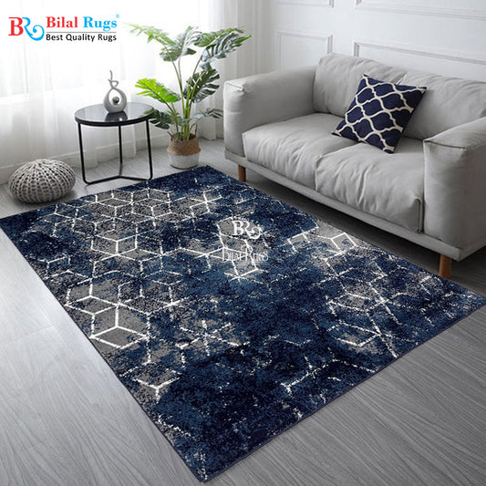 Modern polypropylene Rug,back woven(Article-1212-Blue)