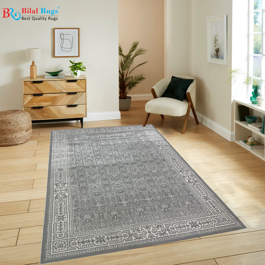 Turkish Polyester Silk.(Article-1673-grey ) Size : 6.6 ft width x 9.6 ft length ( 200 cm x 290 cm)
