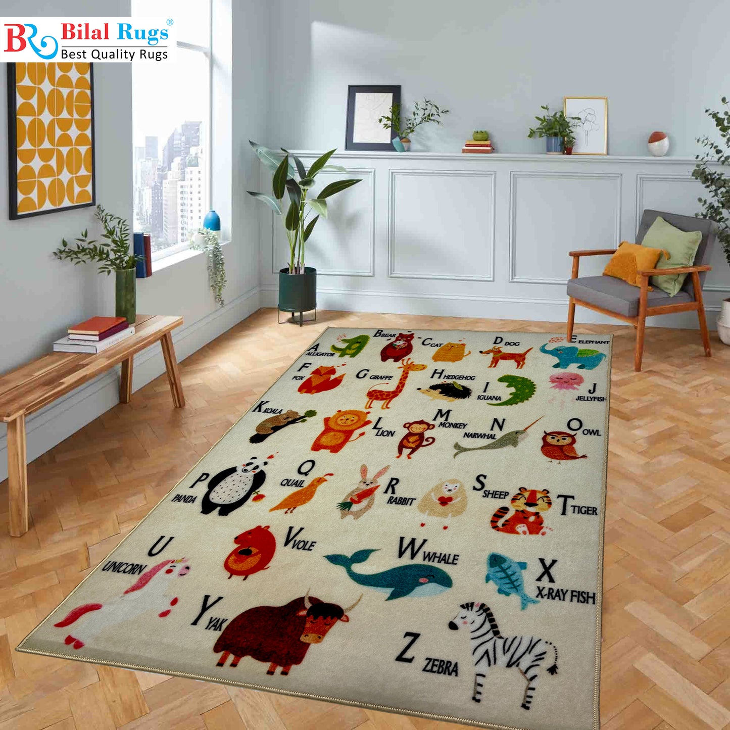 TPR Non Woven Kids Rug.  Article-93-Off white