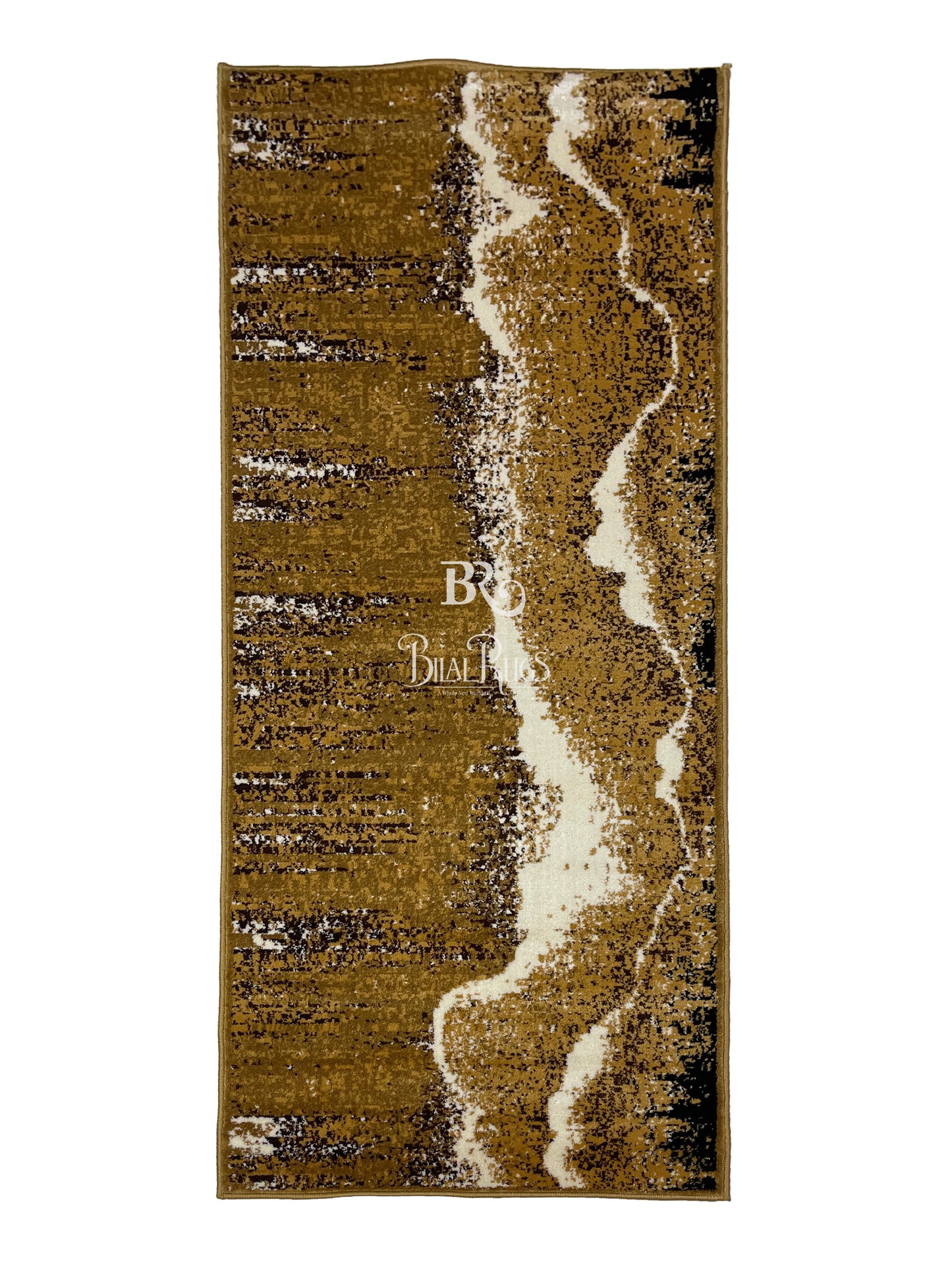 Gold Modern Polypropylene Woven Rug.  Size : 2.6 ft width x 6.6 ft length  (80 cm x 200cm)