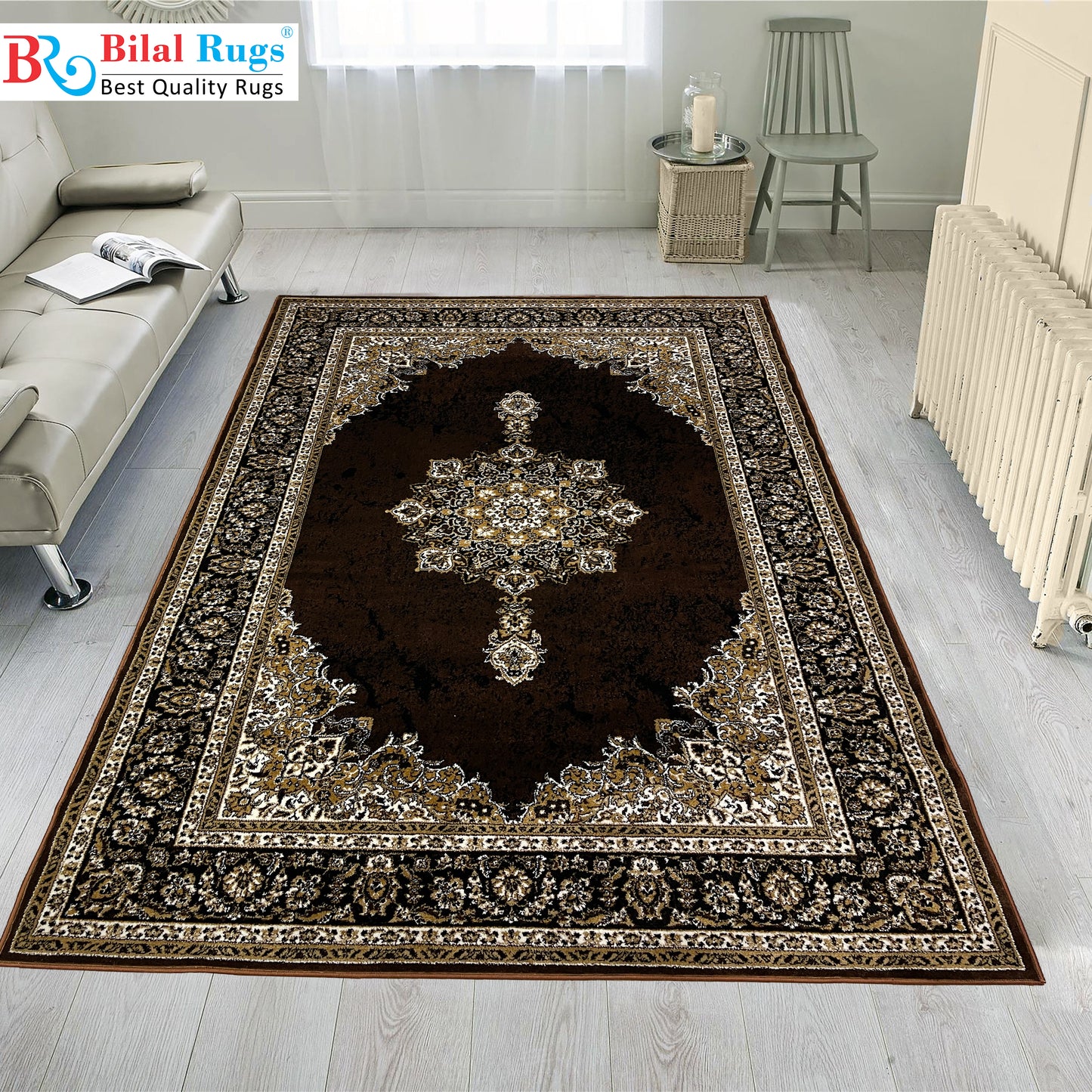 Persian polypropylene Rug,back woven(Article-45-Brown )