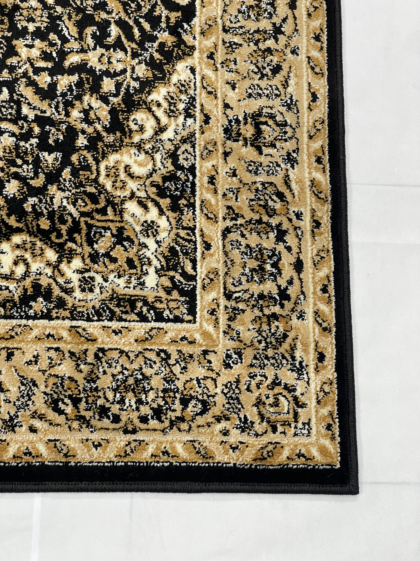 Persian polypropylene Rug,back woven (Article-20-Black) Size : 4 ft width x 5.6 ft length (120 cm x 170 cm)