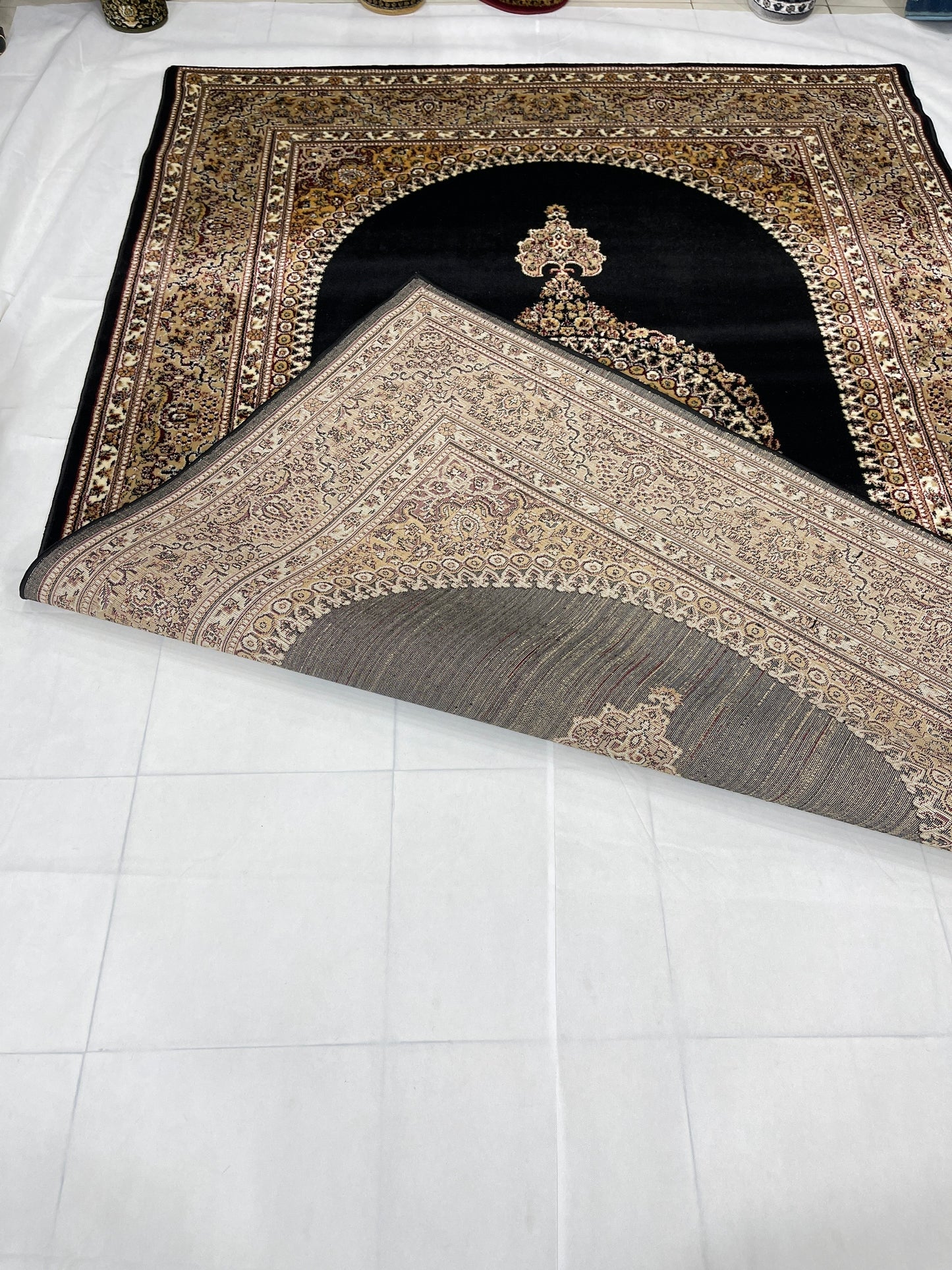 Persian polypropylene Rug,back woven(Article-22-Black  )