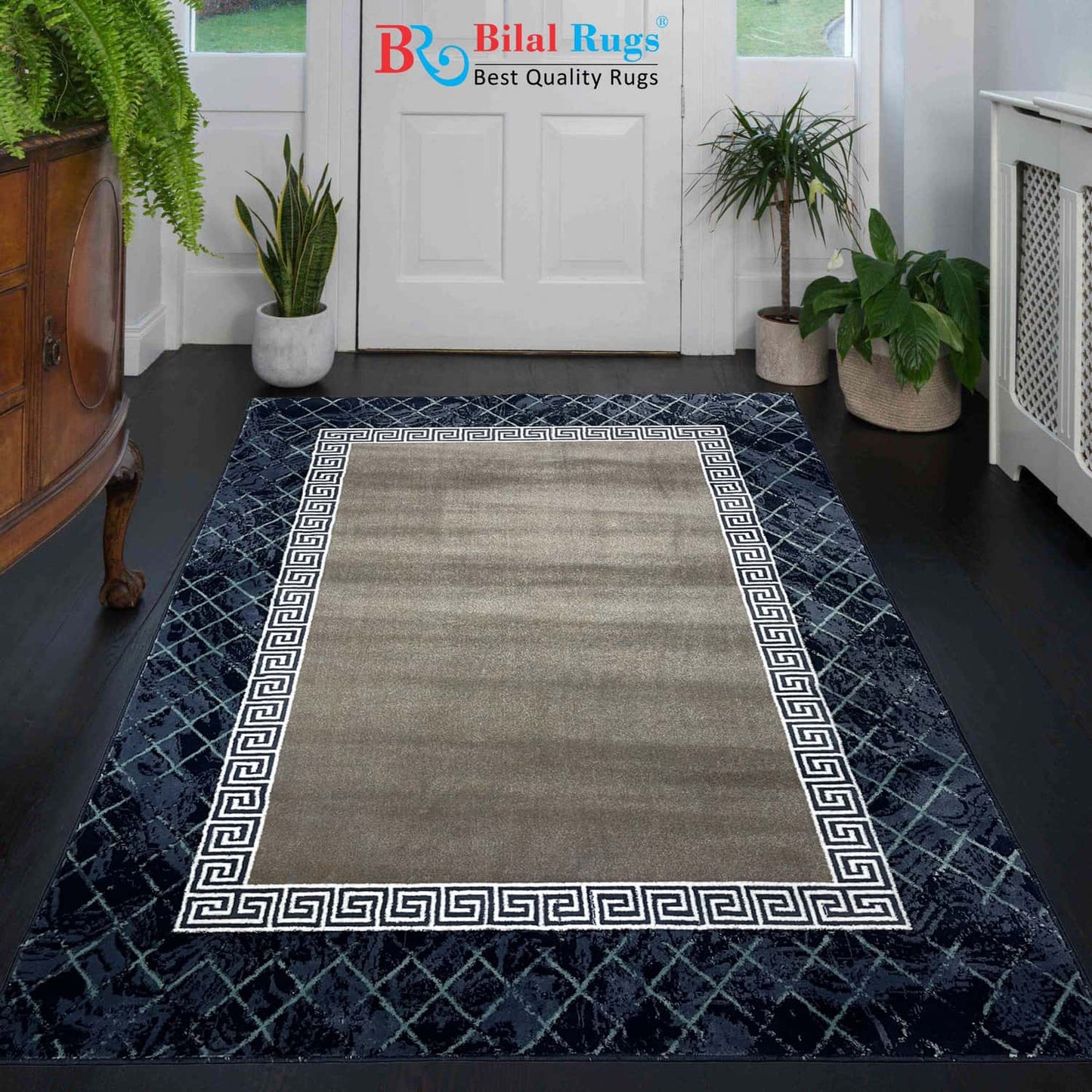 Modern polypropylene Rug,back woven(Article-304-Blue)
Size : 5ft width  x 7.3ft length (150cm x 220cm)